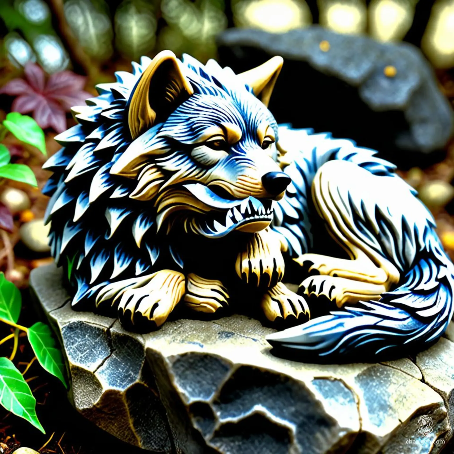 The Stone Wolf is a mesmerizing figurine crafted from ancient stone, capturing the essence of a serene wolf in slumber. Said to protect dreamers, it absorbs nightmares and transforms them into peaceful visions, ensuring restful nights and inspiring courage for those who seek its tranquil presence.