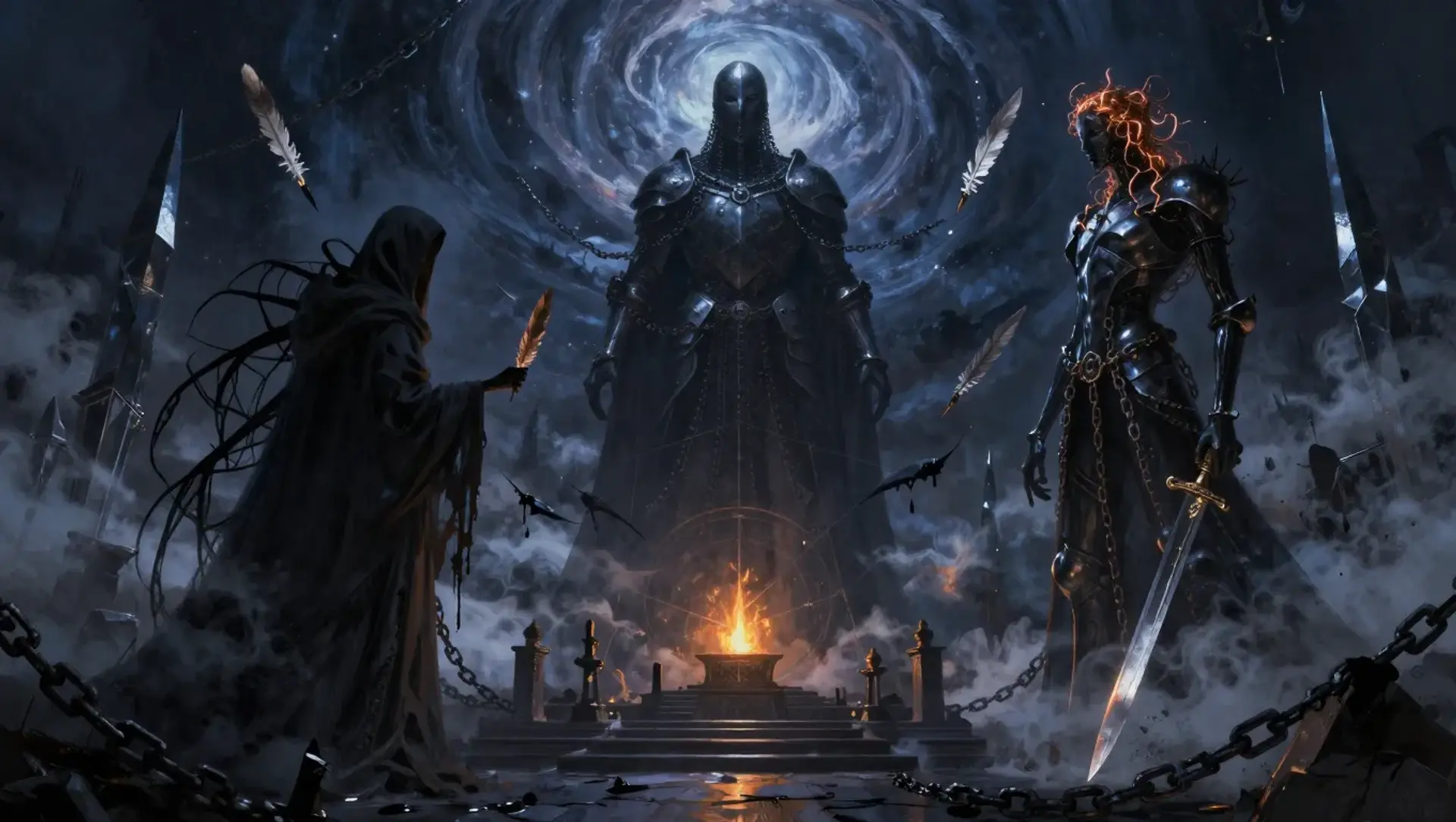 The Interstice Triumvirate - AI-generated fantasy Pantheon