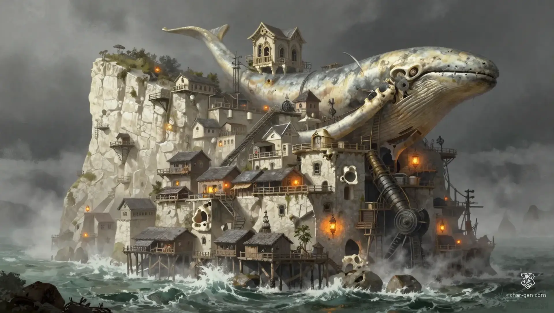 Marrowport - AI-generated fantasy Settlement