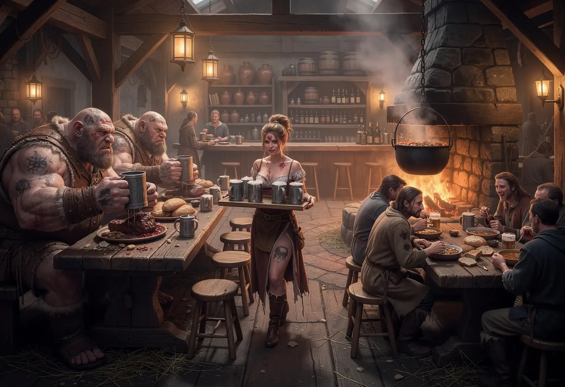 The Giant's Kettle (Grellik) - AI-generated fantasy Tavern