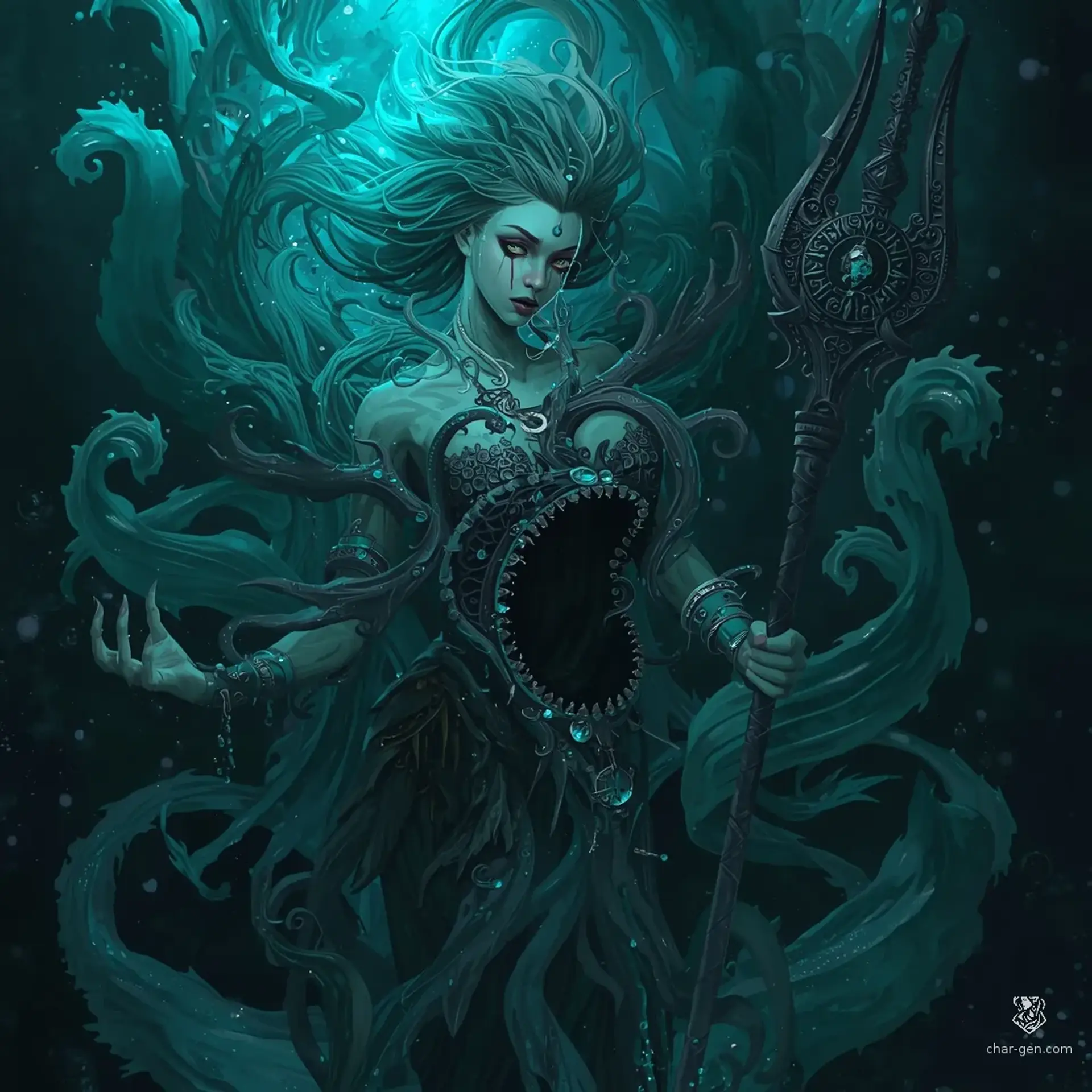 Syrinxia, the Treacherous Tide | Fantasy Monster Generated by CharGen
