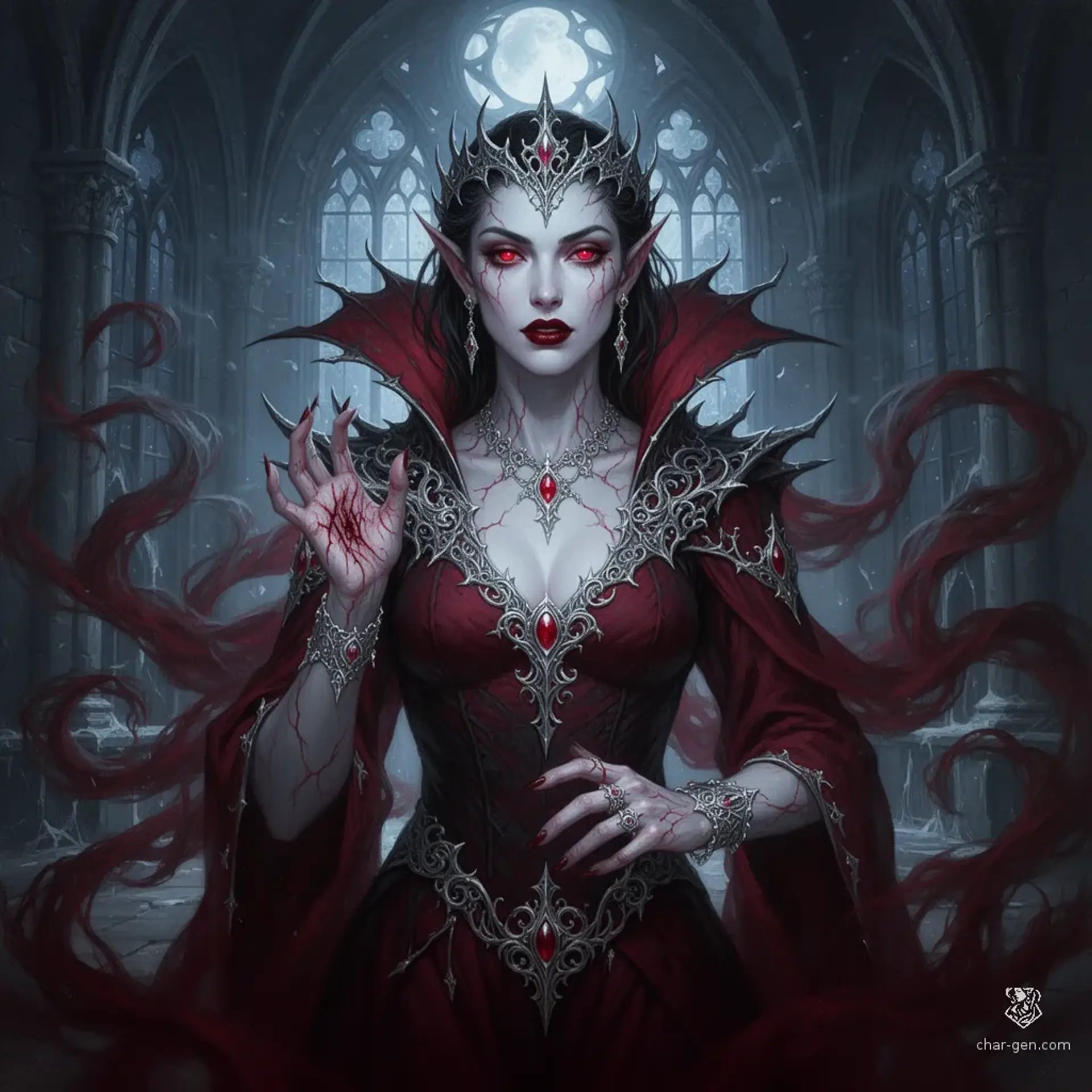 Baroness Nivarra Valeschi - AI-generated fantasy NPC