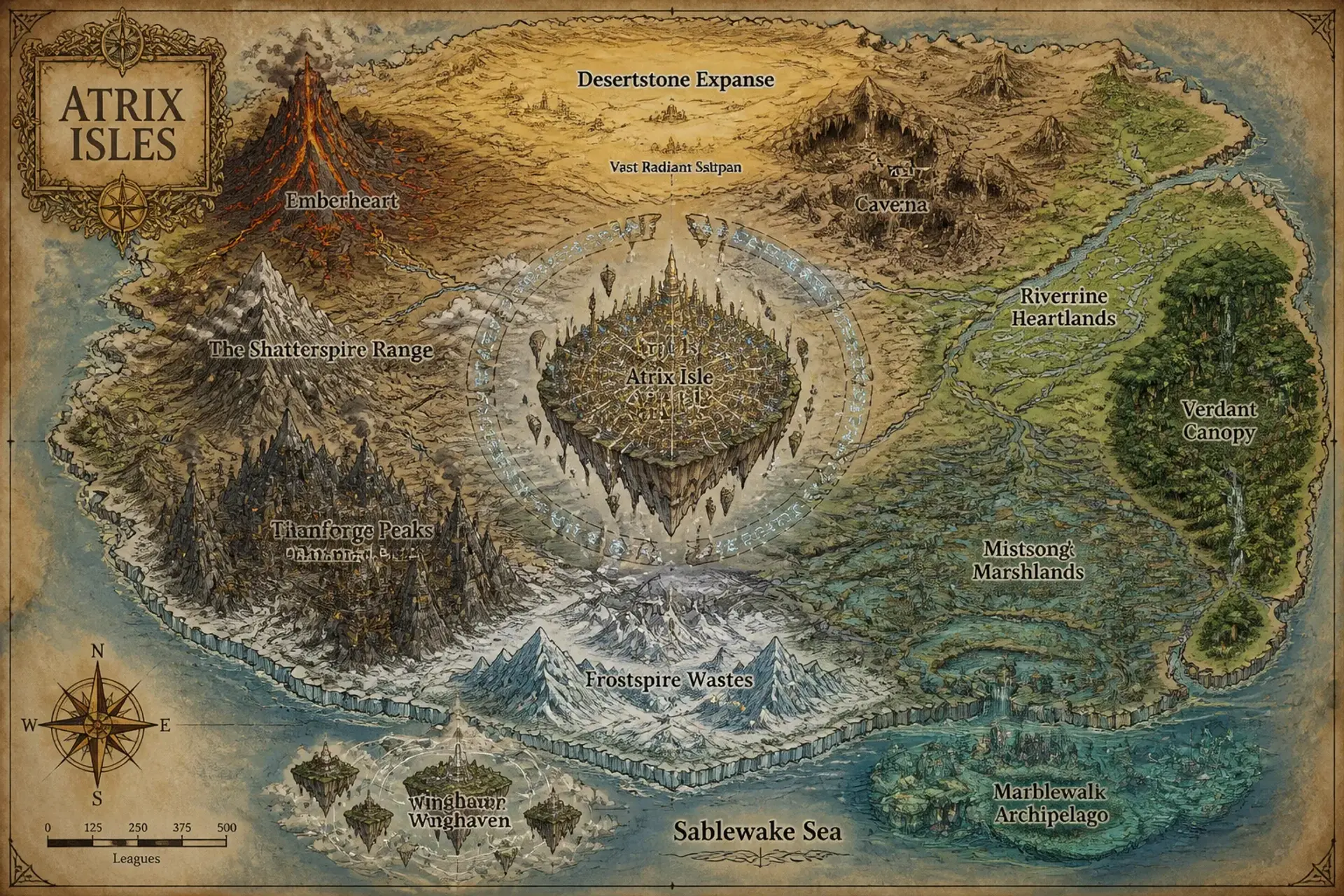 Atrix Isles - AI-generated fantasy World