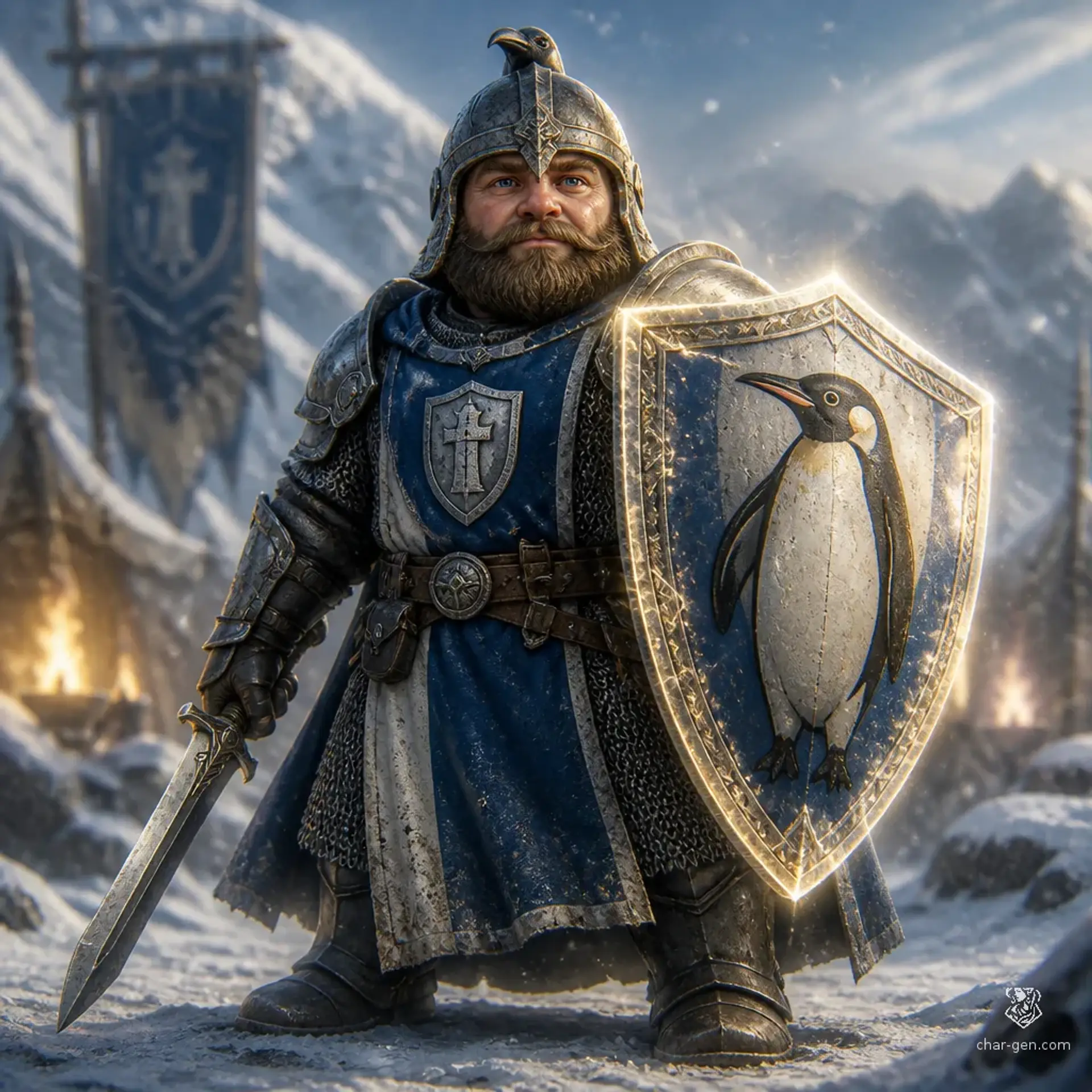 Penguin Knight - AI-generated fantasy Character