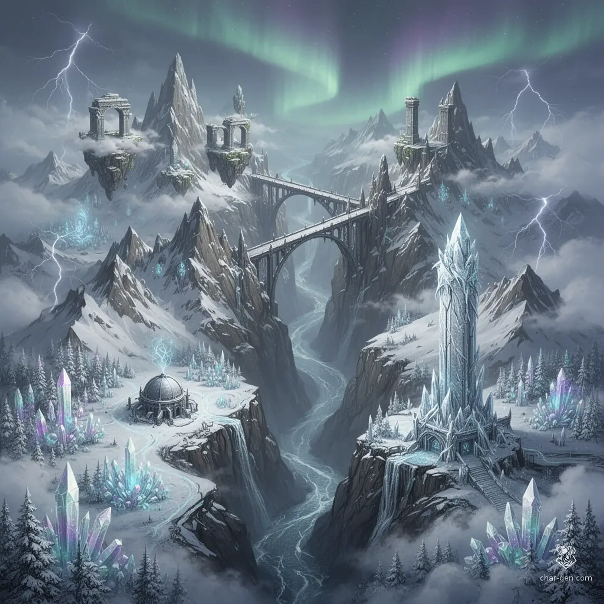 The Silver Shiver Highlands - AI-generated fantasy Region