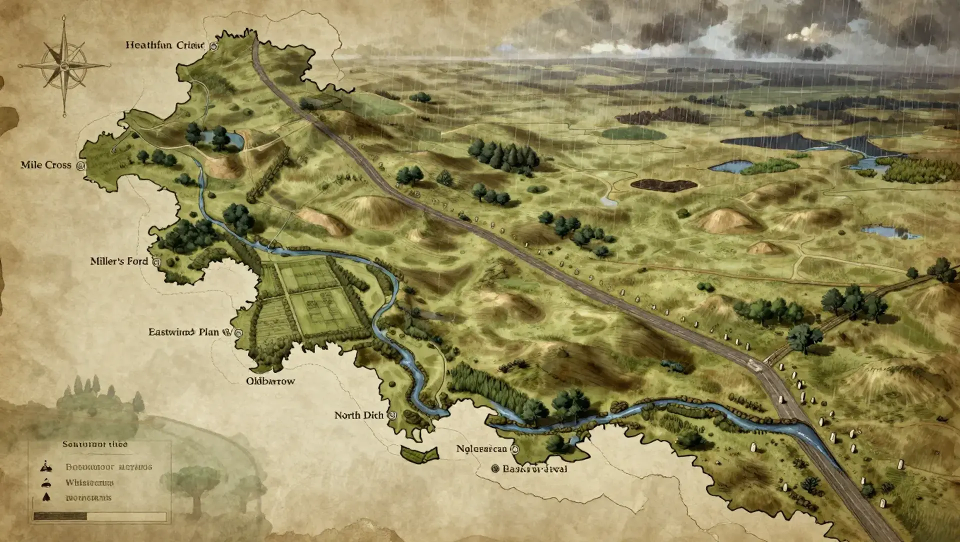 The Seven-Day Roadlands - AI-generated fantasy Region