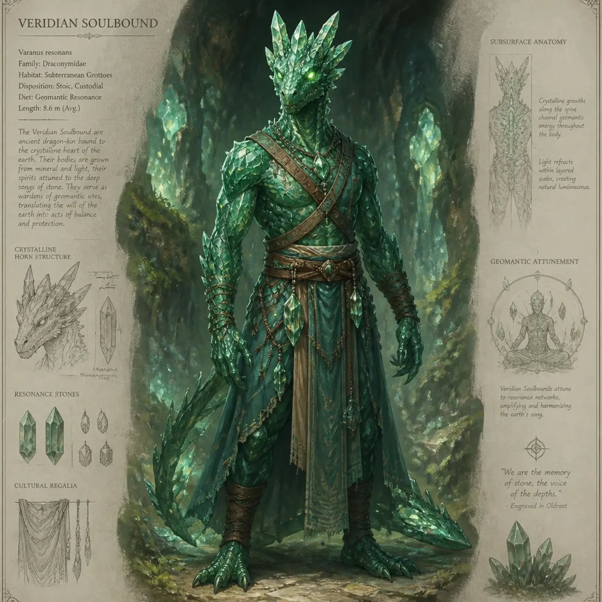 Krystalline Scaleborn - AI-generated fantasy Species