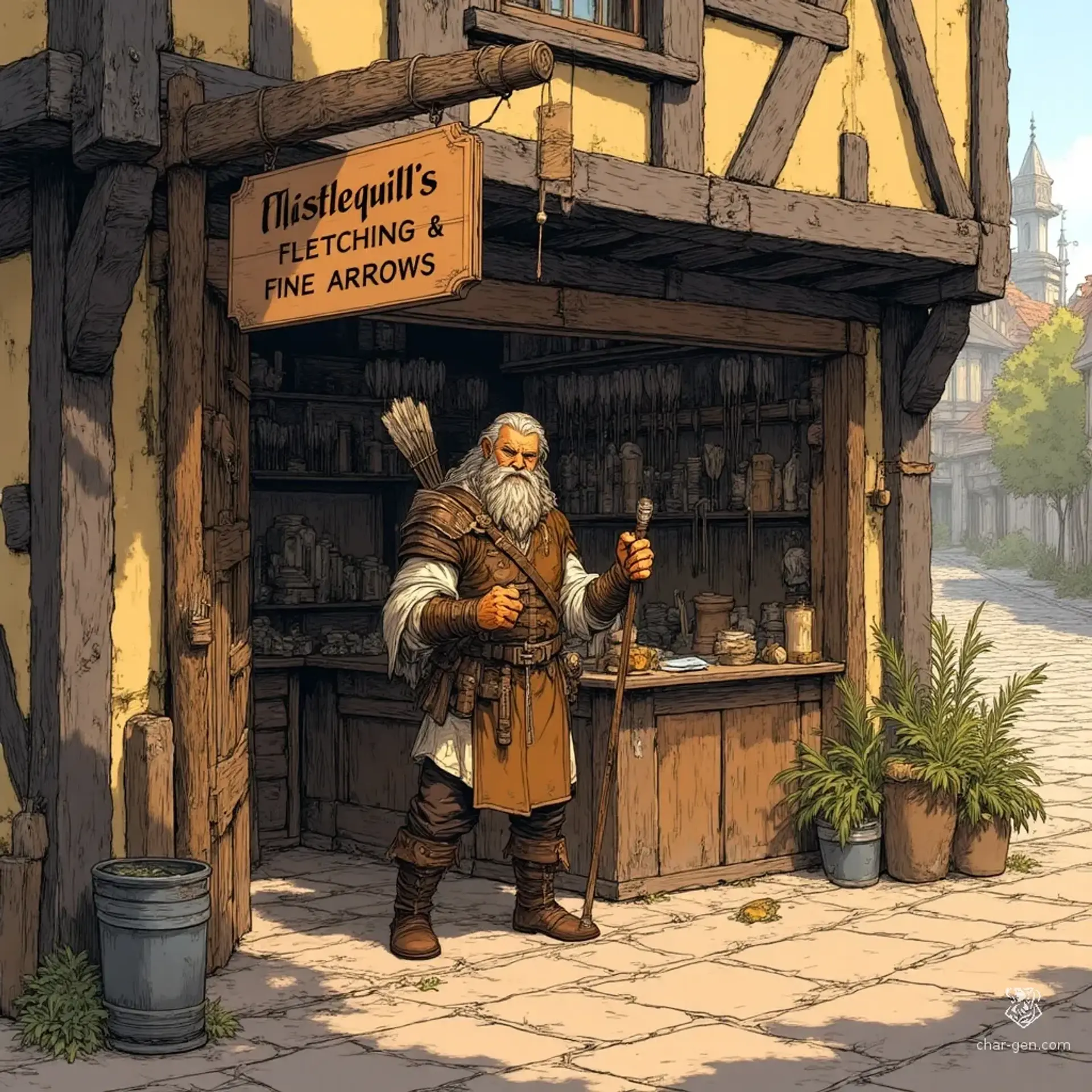 Thistlequill's Fletching & Fine Arrows - AI-generated fantasy Shop