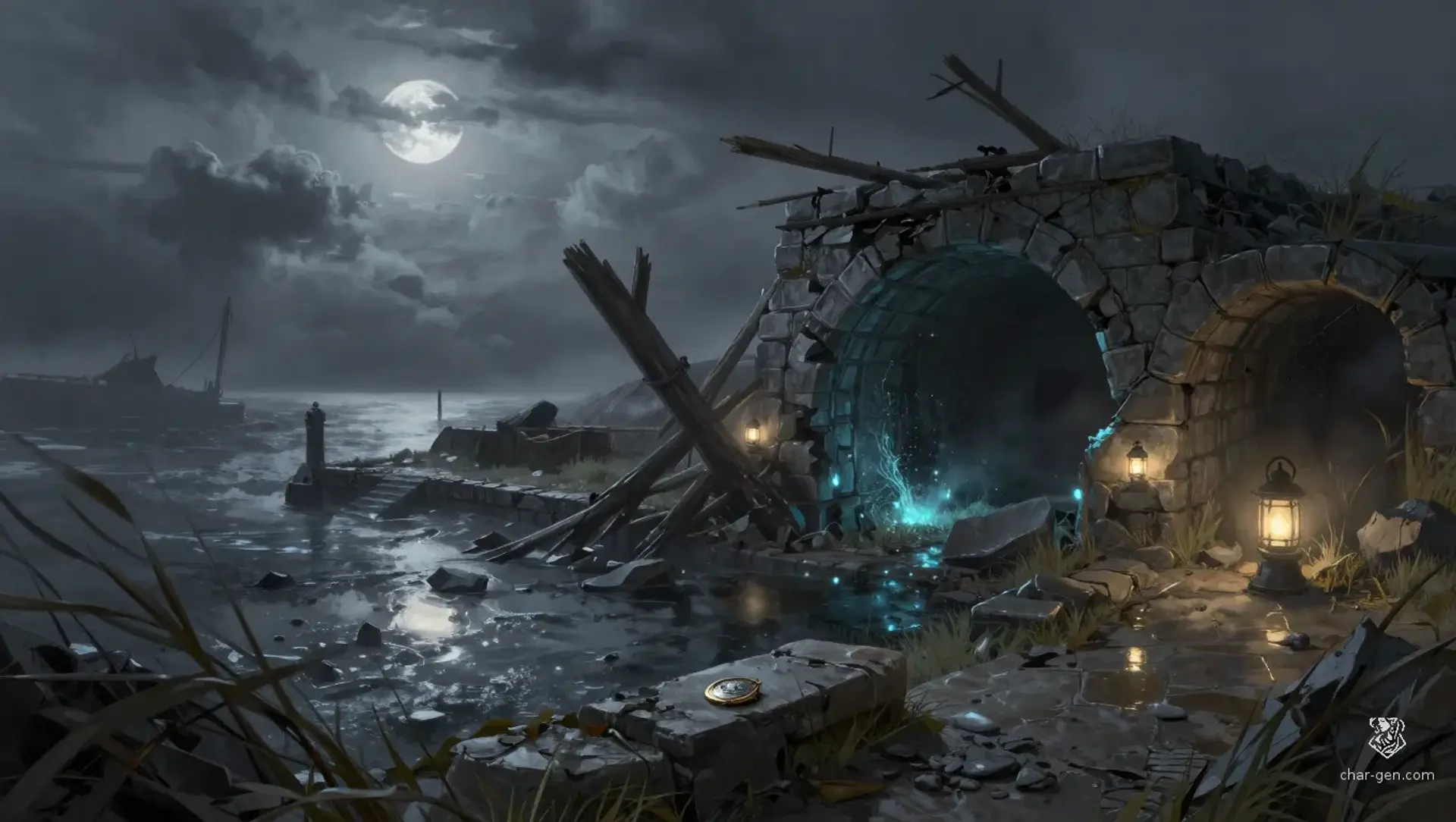 Bones Beneath Wolf Tide - AI-generated fantasy Quest