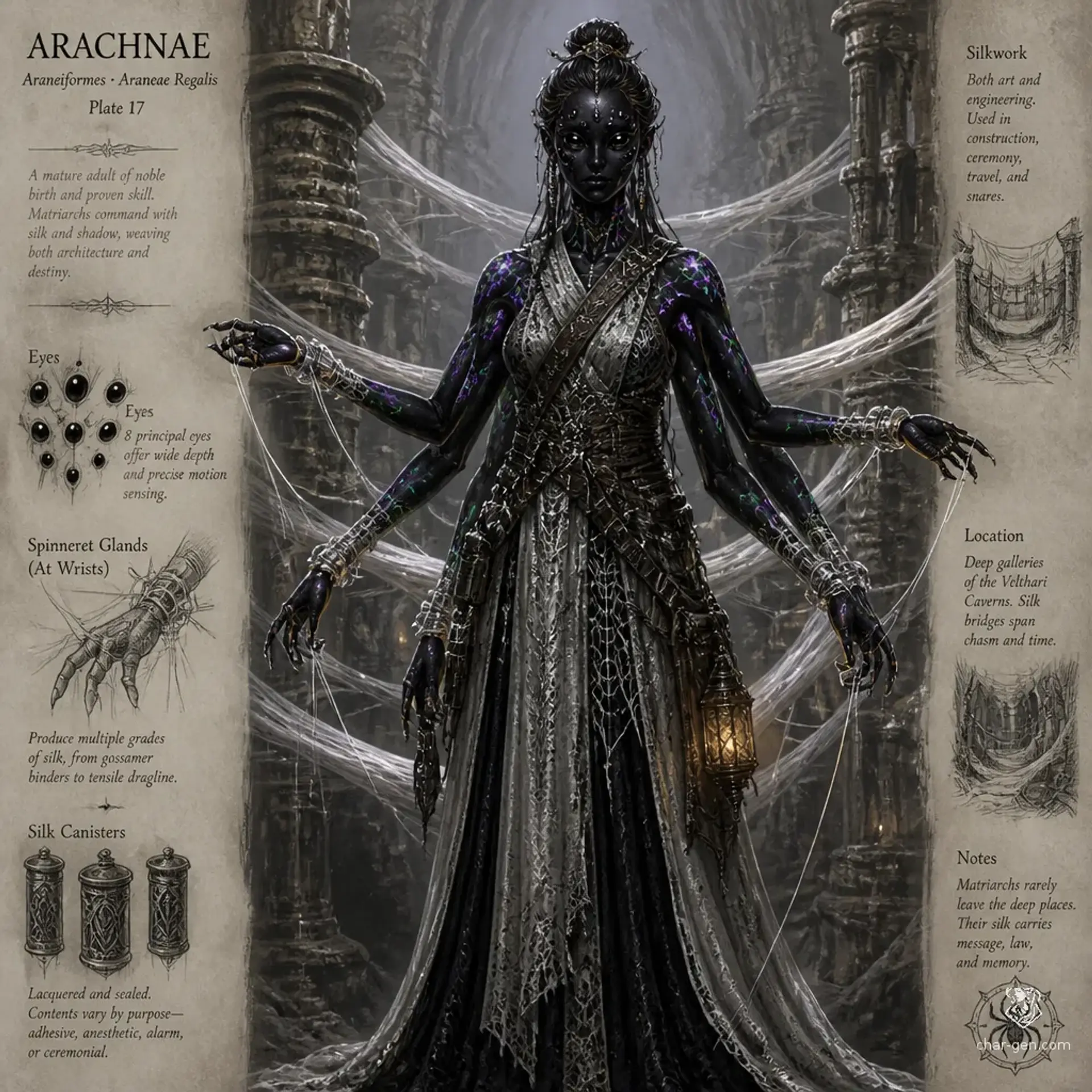 Arachnae of the Webhold - AI-generated fantasy Species