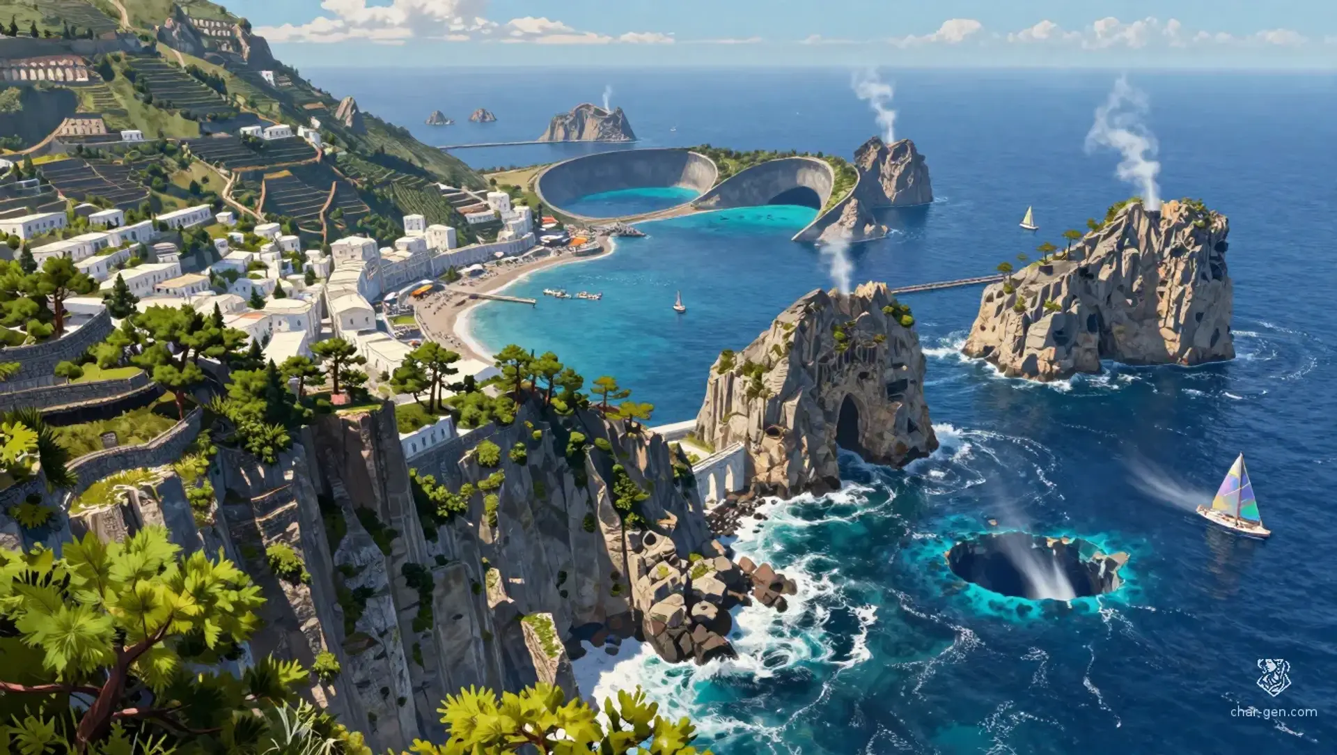 The Azure Cinderlands - AI-generated fantasy Region
