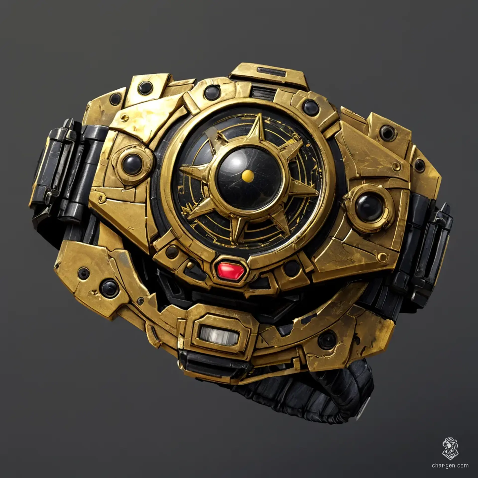 Emblazoned with intricate dragon scales, the Black and Gold Morpher pulses with latent energy. Scuffed and battle-worn, this alien wrist device channels the might of ancient creatures, allowing its bearer to transform into powerful guardians. Unleash the roar of the dragon and become the shield against encroaching darkness.