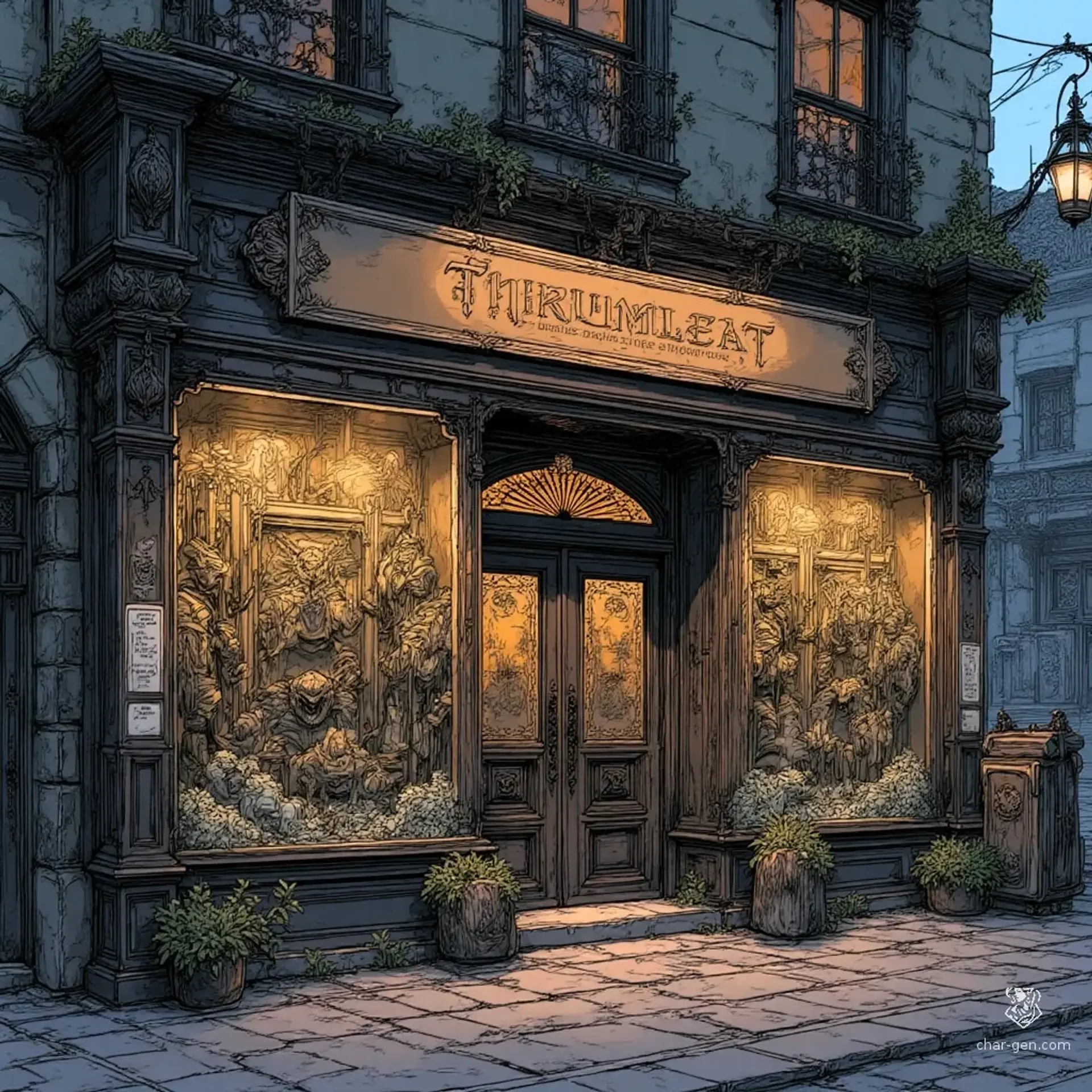 Thrumleaf Aegis & Apparati - AI-generated fantasy Shop