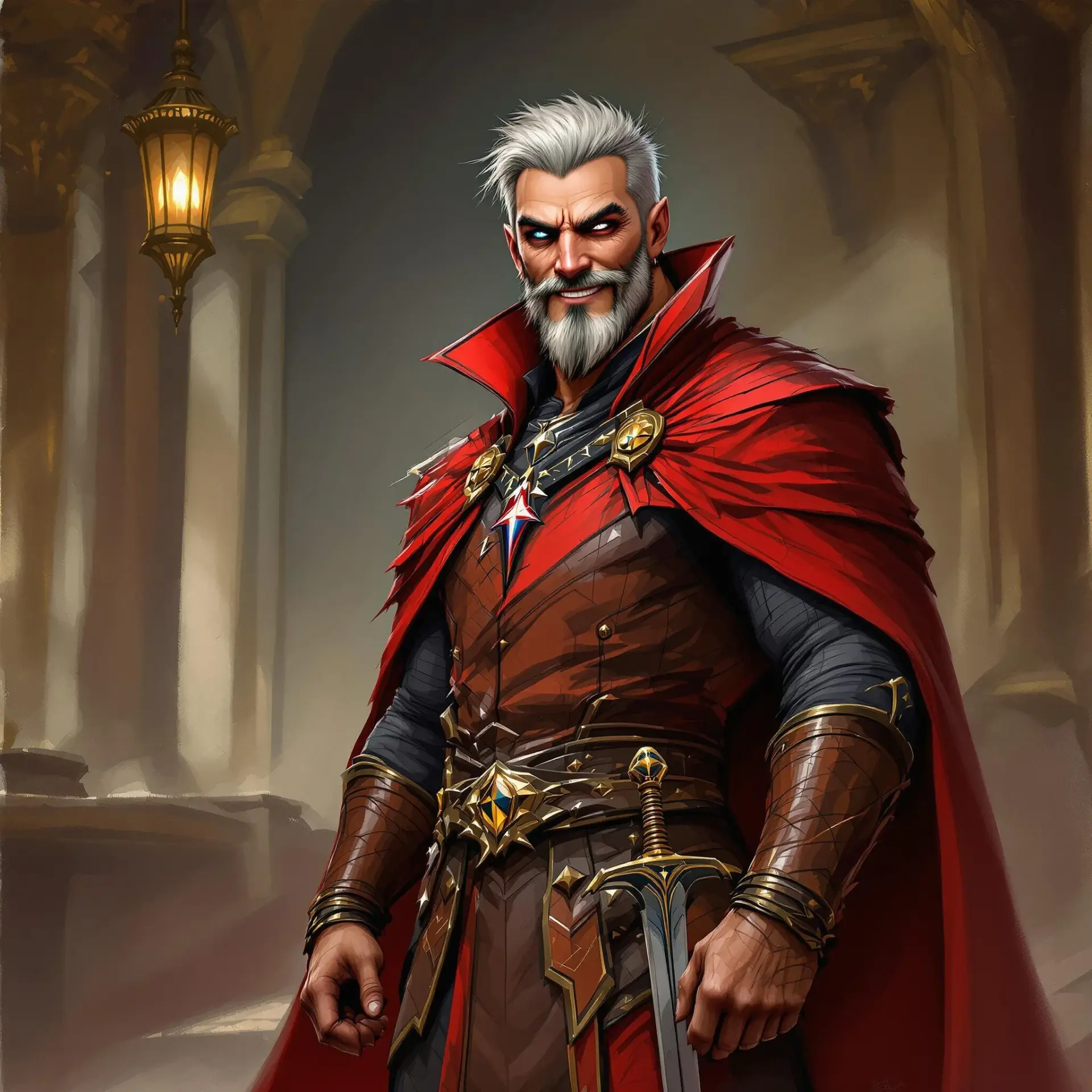 A diverse, middle-aged human male in his early 30s, exuding a mature yet approachable aura. With one striking blue eye and one warm brown, he carries the wisdom and resilience of adulthood, seamlessly blending into any realm with grounded strength and quiet confidence.