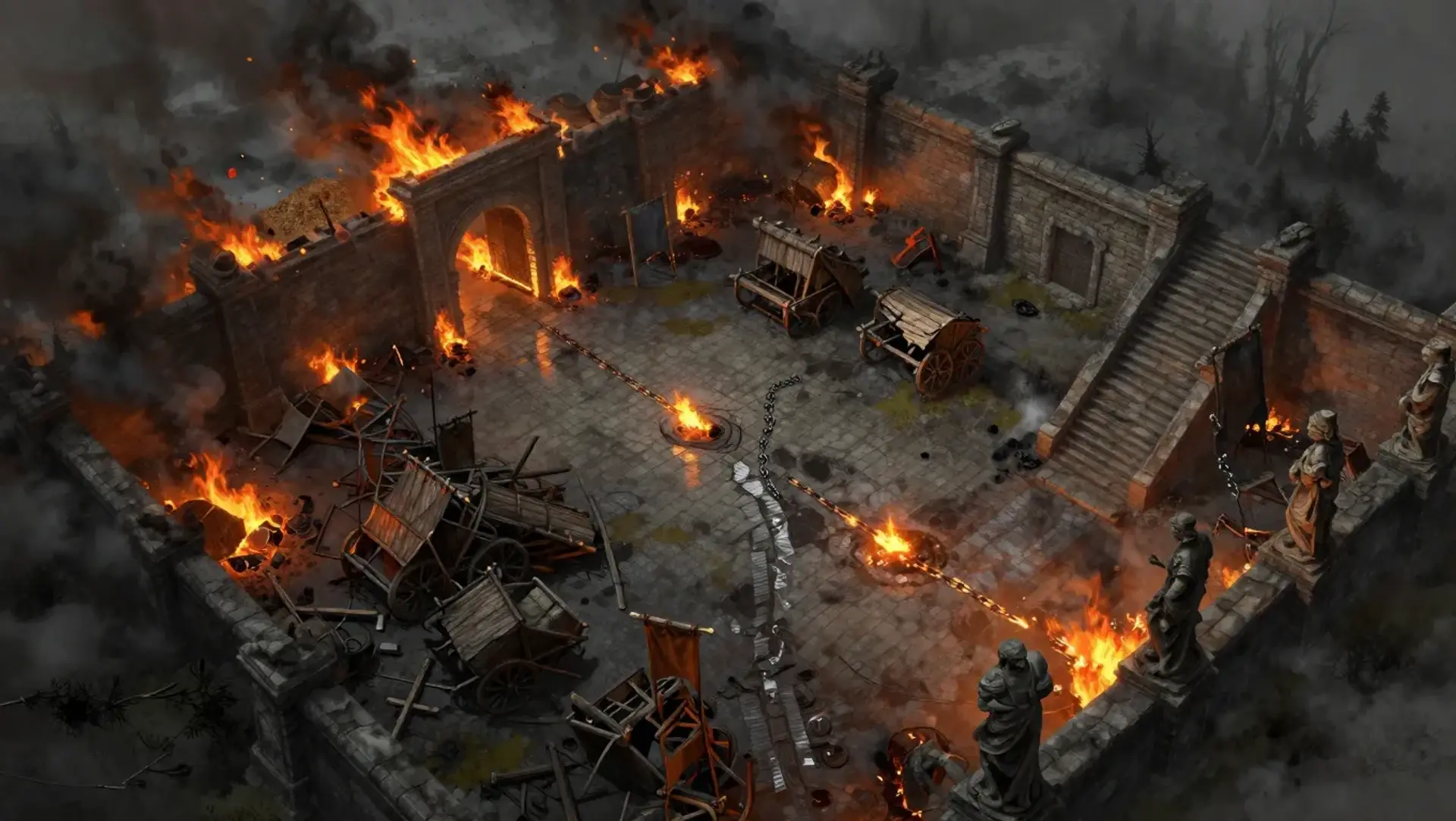 Fire in the Courtyard - AI-generated fantasy Encounter