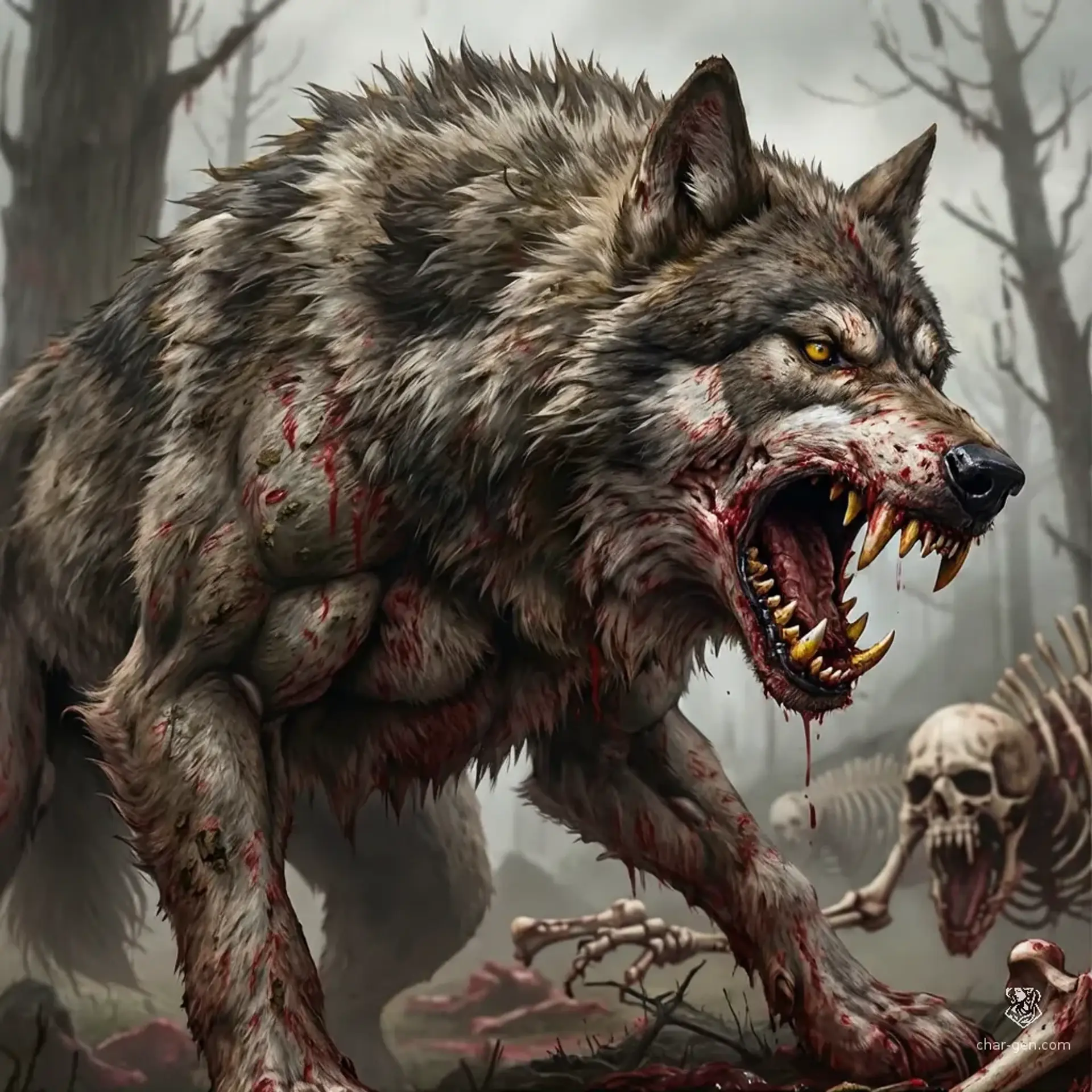 Bone-Gnaw Hound - AI-generated fantasy Monster