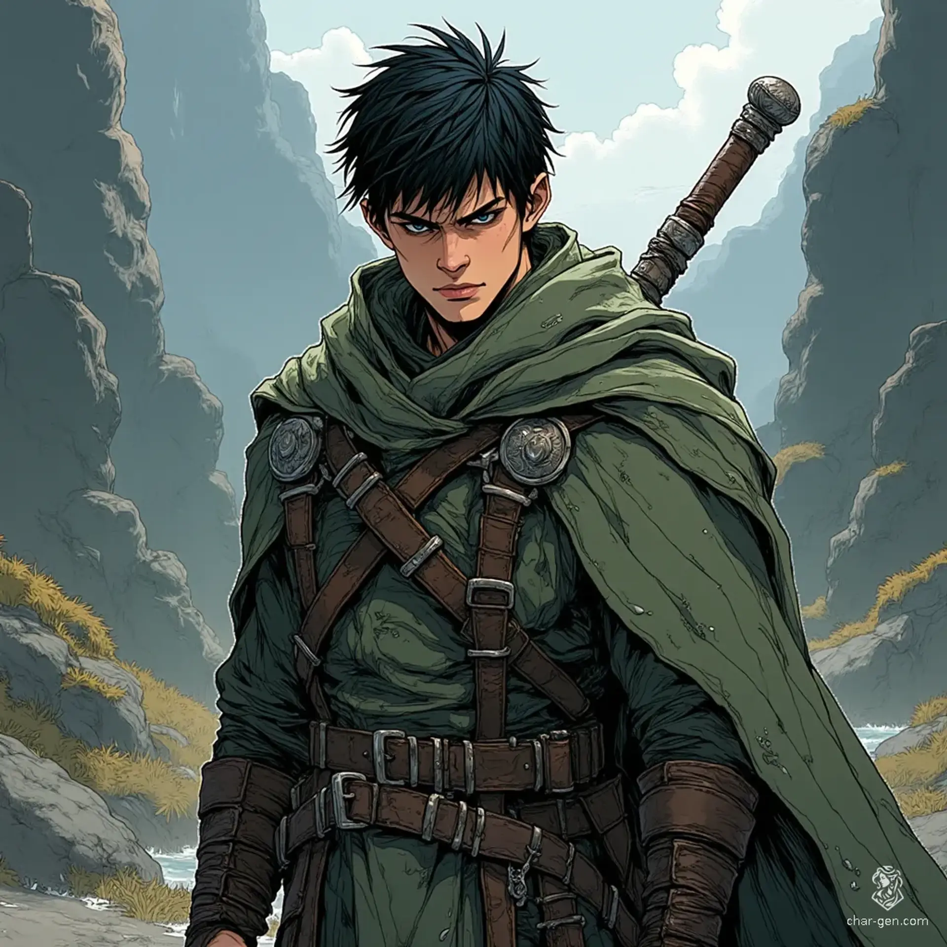 Caldan Thrice-bound - AI-generated fantasy NPC
