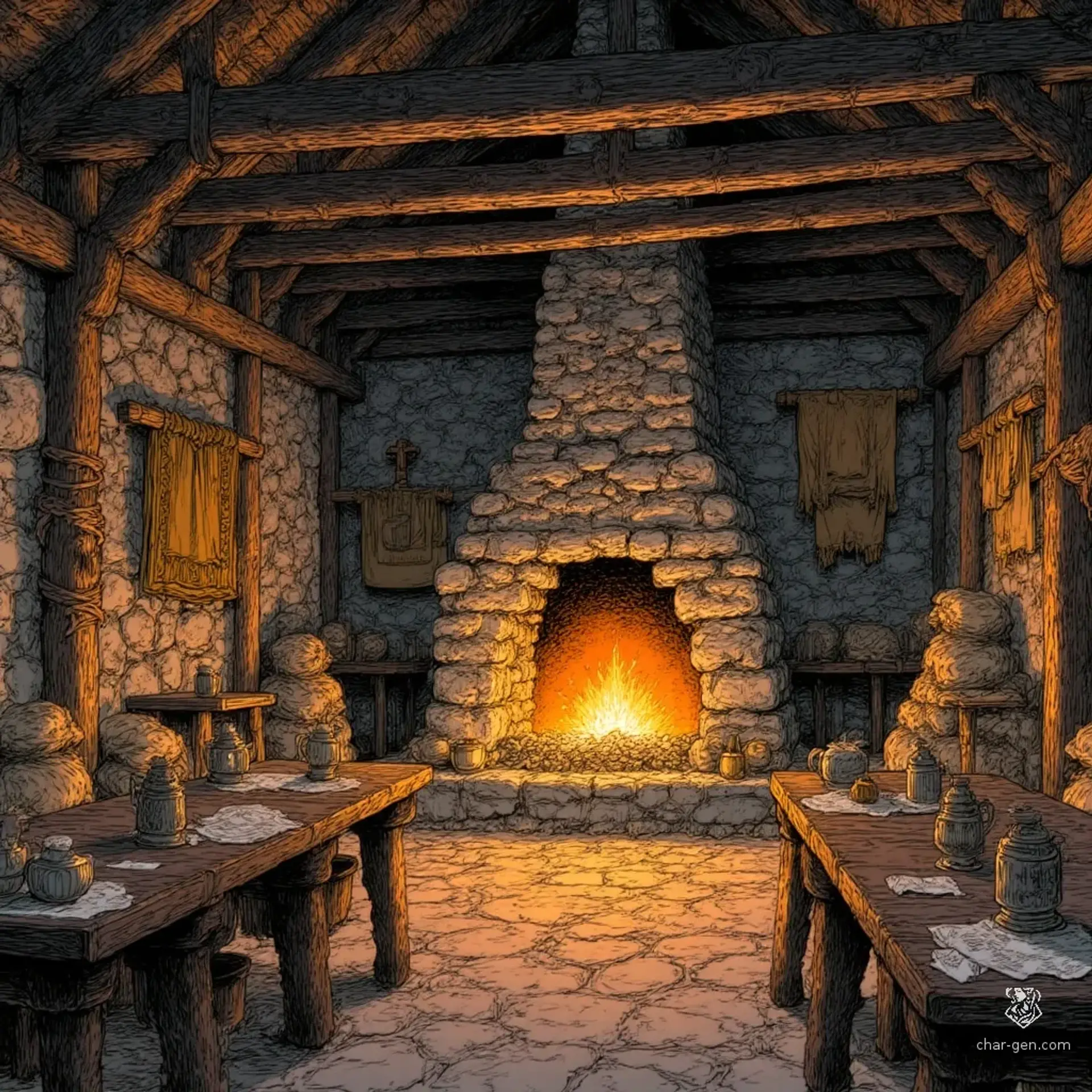 The Hearth of Srurd - AI-generated fantasy Tavern