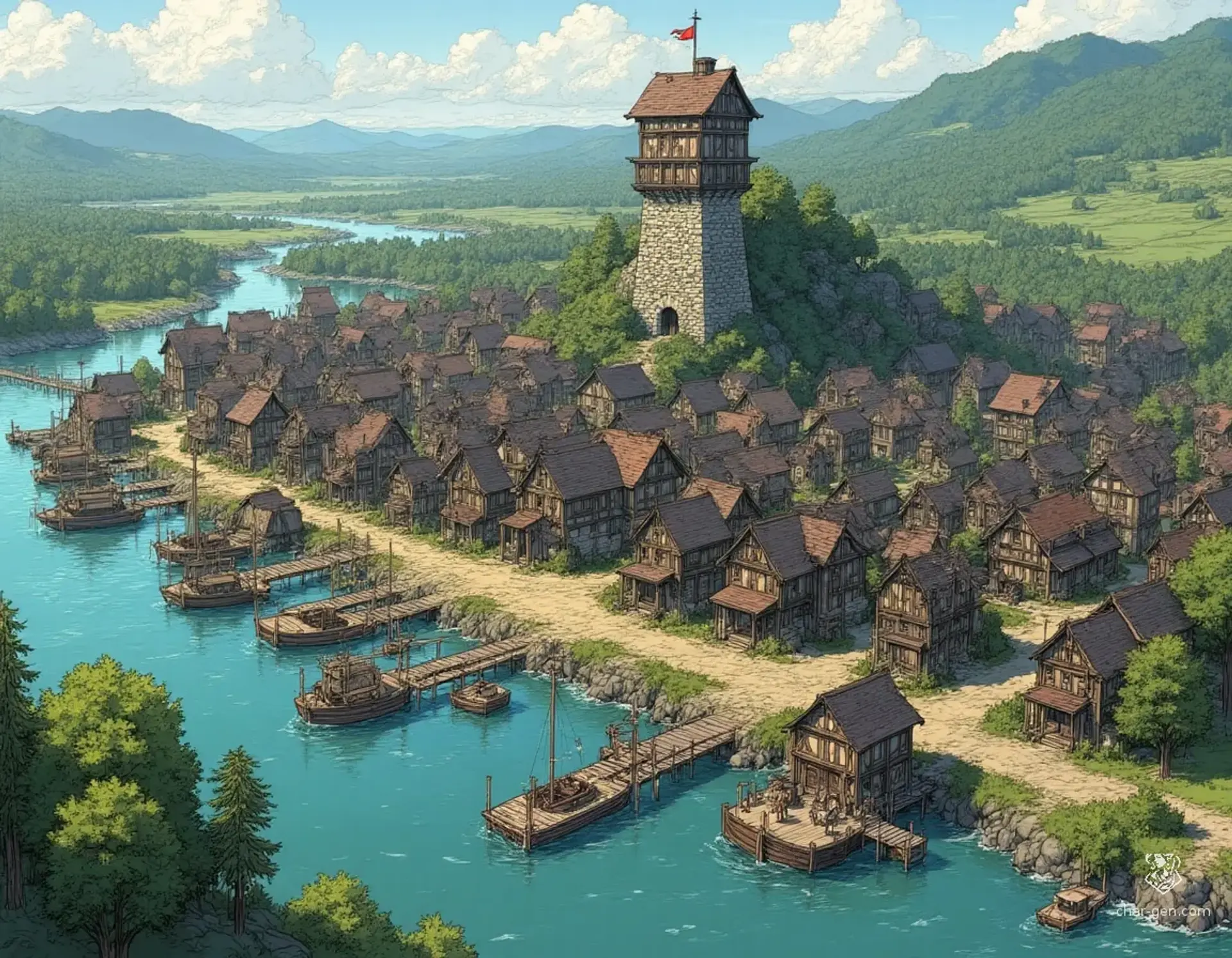 Silverstream - AI-generated fantasy Settlement