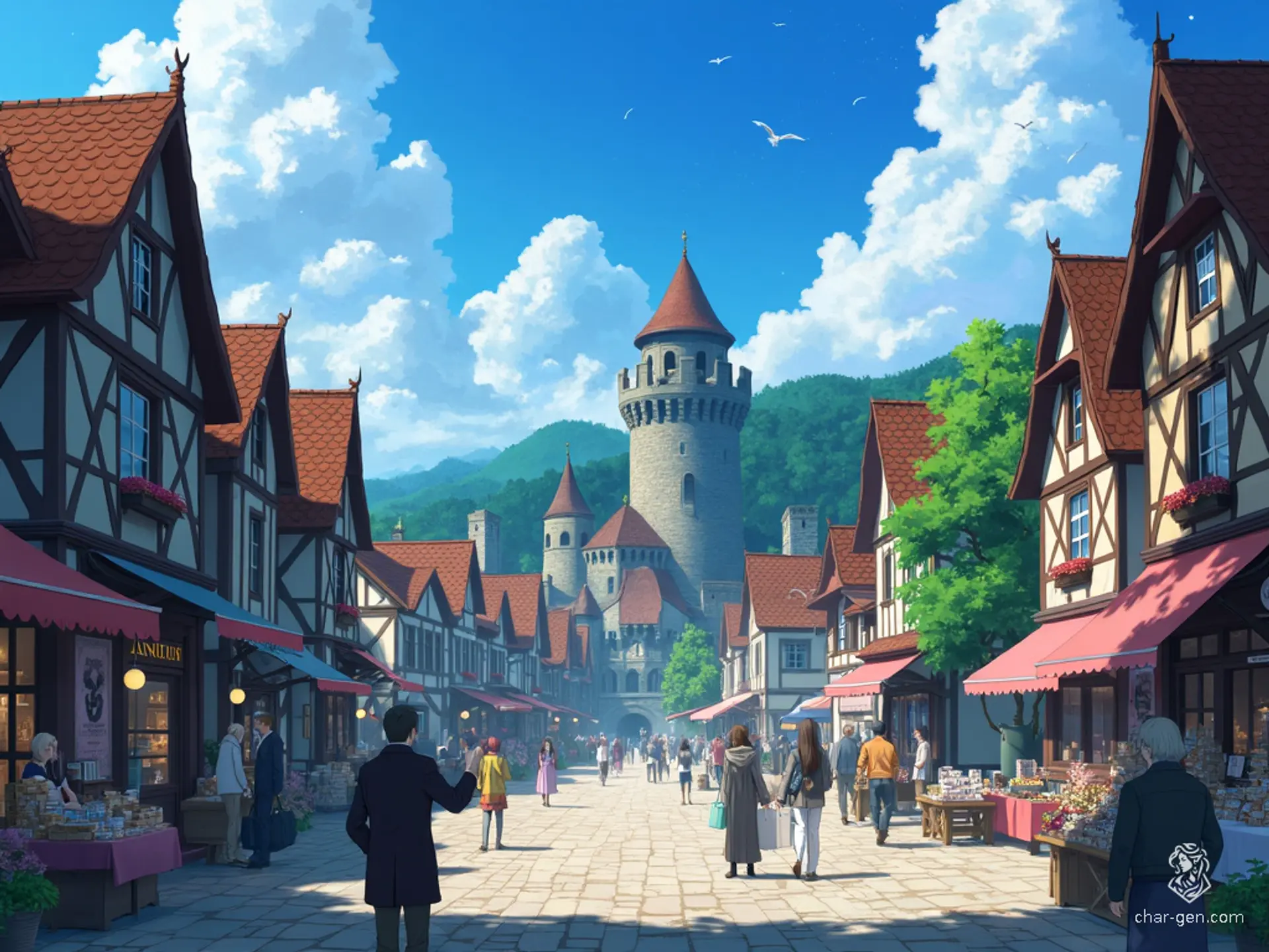 Everlund, an expansive city encased within stalwart stone walls, boasts slender towers and five grand gates. Nestled by the Rauvin River, its cobblestone streets wind through immaculate half-timbered buildings. The bustling Bell Market thrives as the city's commercial nucleus, while the majestic Hall of the Elders and enigmatic Moongleam Tower punctuate the skyline.