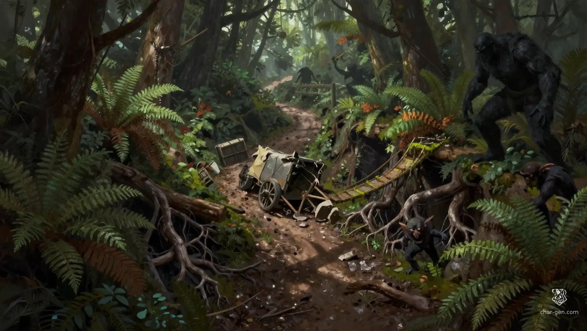 Stop the hunters before they drag someone into the trees - AI-generated fantasy Encounter