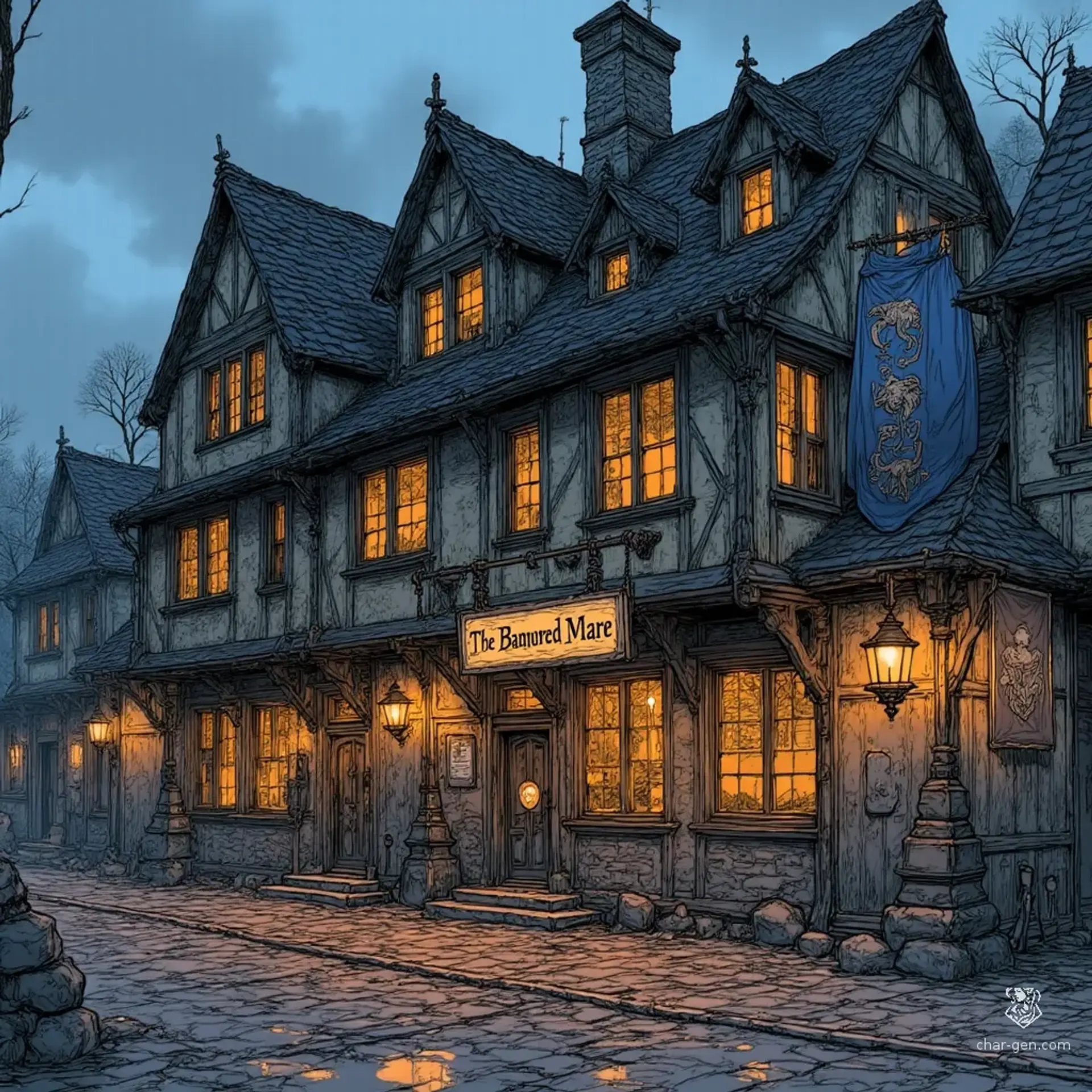The Bannered Mare - AI-generated fantasy Tavern
