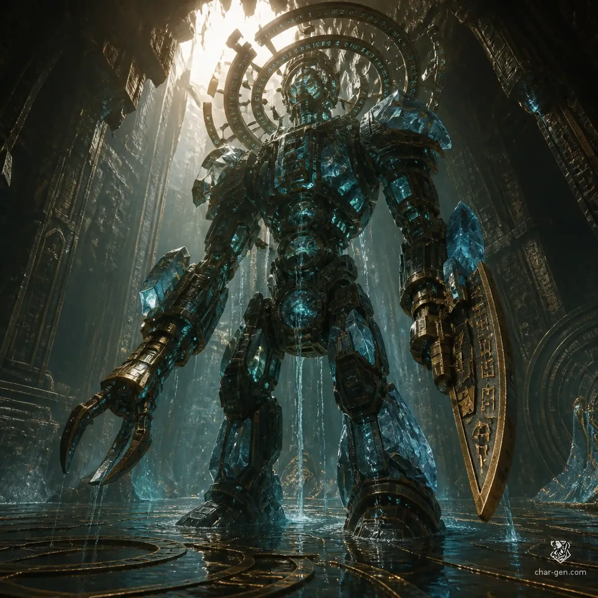 Custodian Veyr, the Flooded Sentinel - AI-generated fantasy Monster