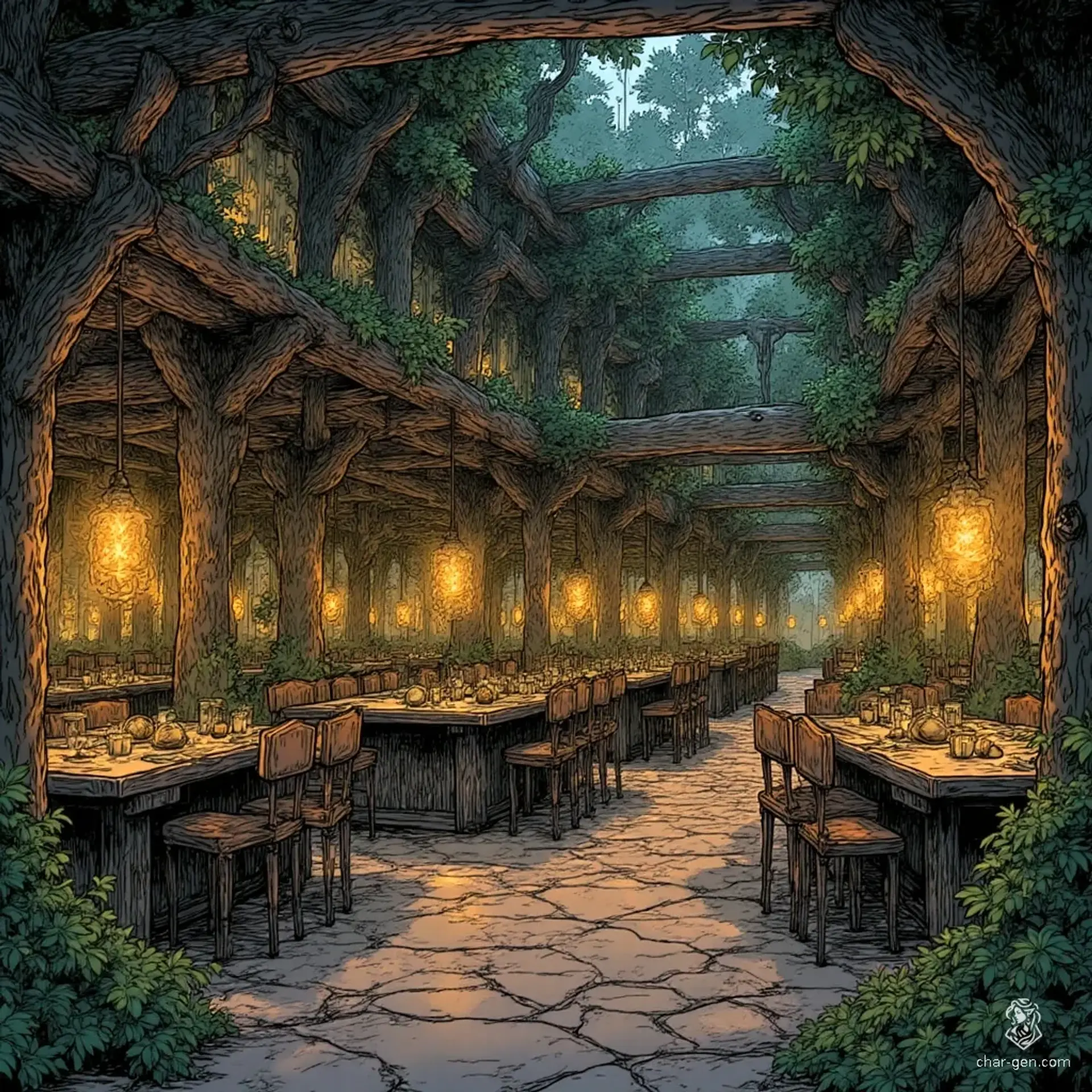 The Silver Leaf Sanctuary - AI-generated fantasy Tavern
