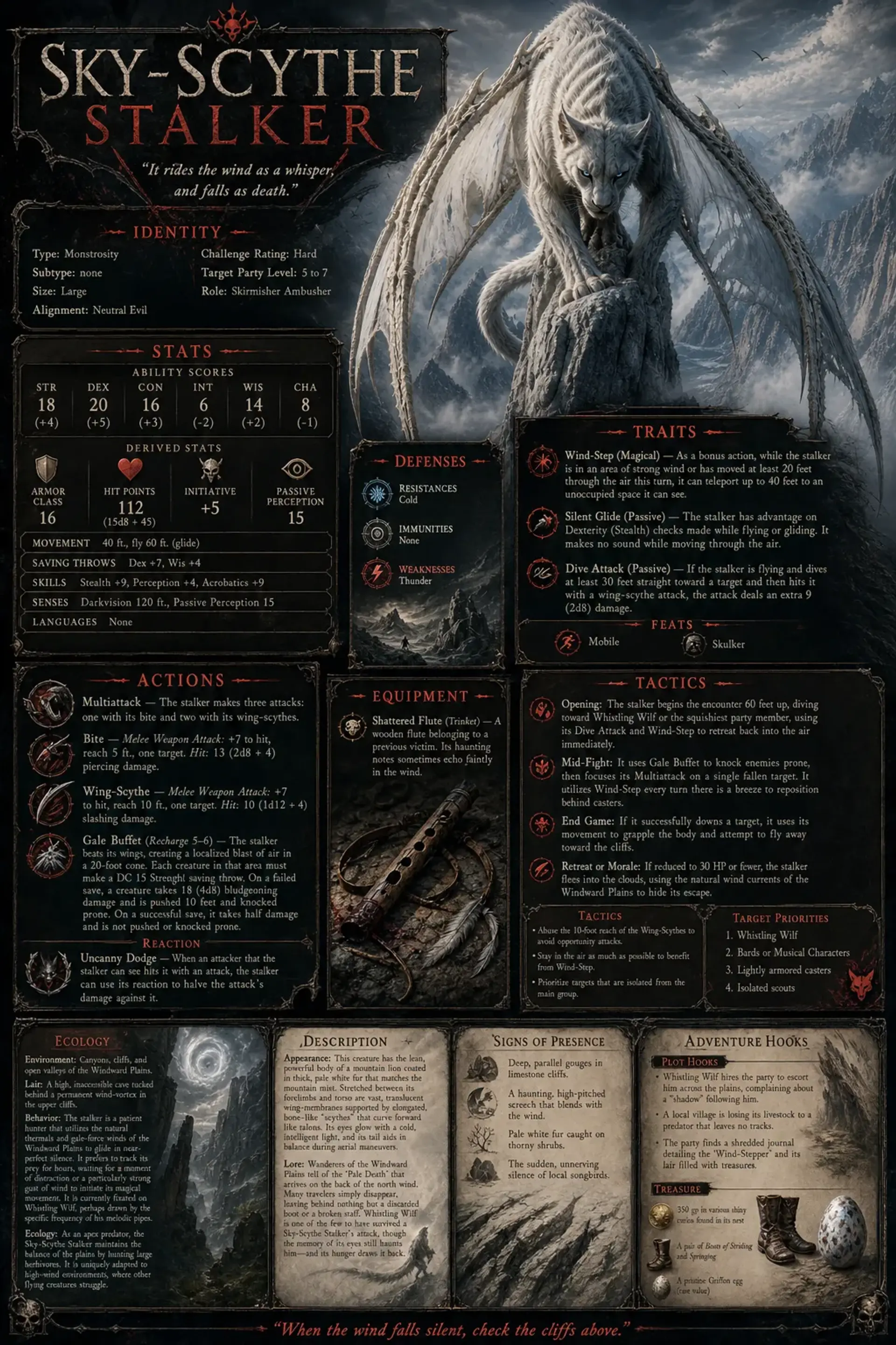Sky-Scythe Stalker - AI-generated fantasy Monster