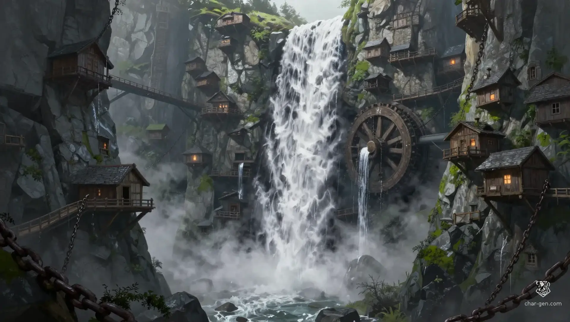 Feather Falls - AI-generated fantasy Settlement