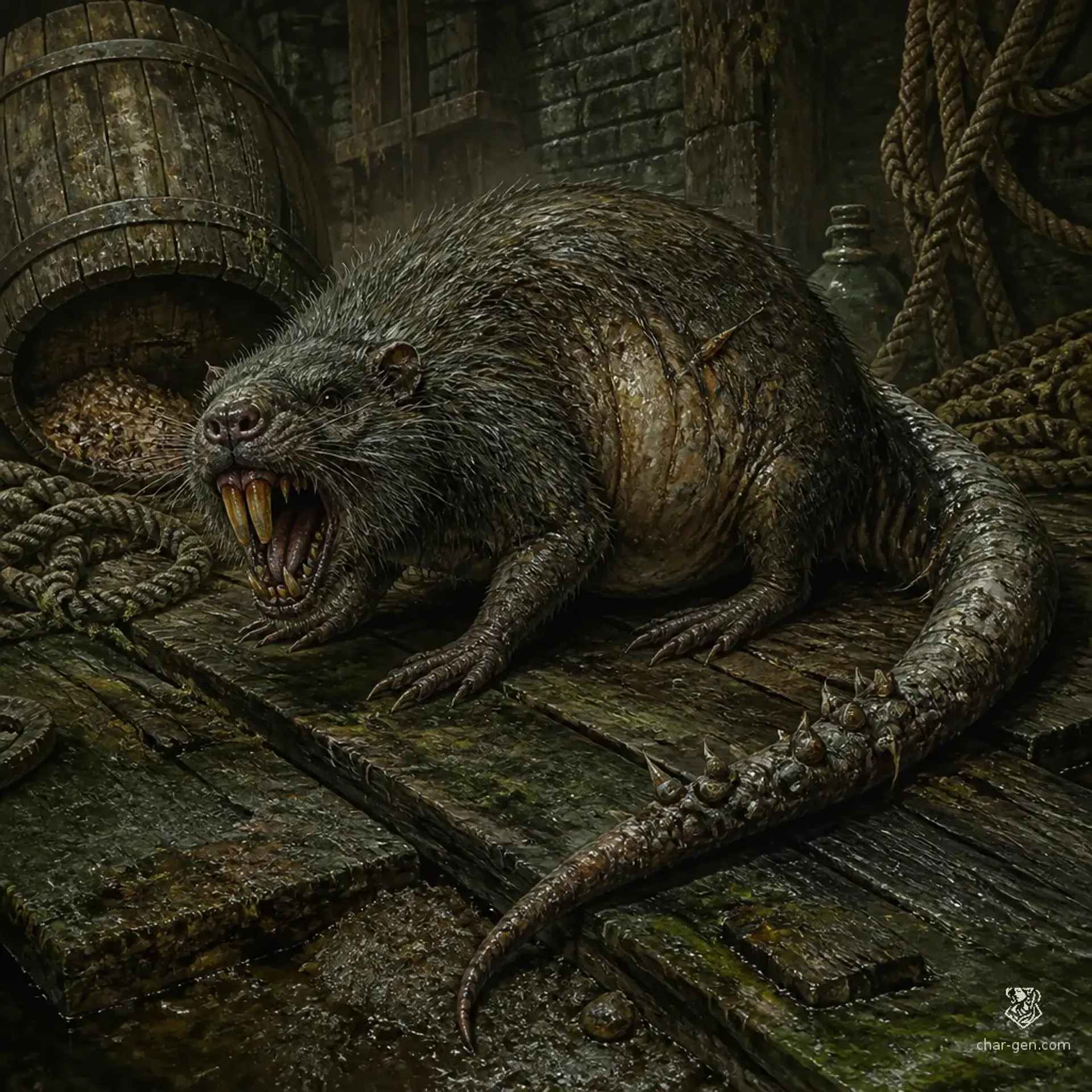 Giant Wharf Rat - AI-generated fantasy Monster