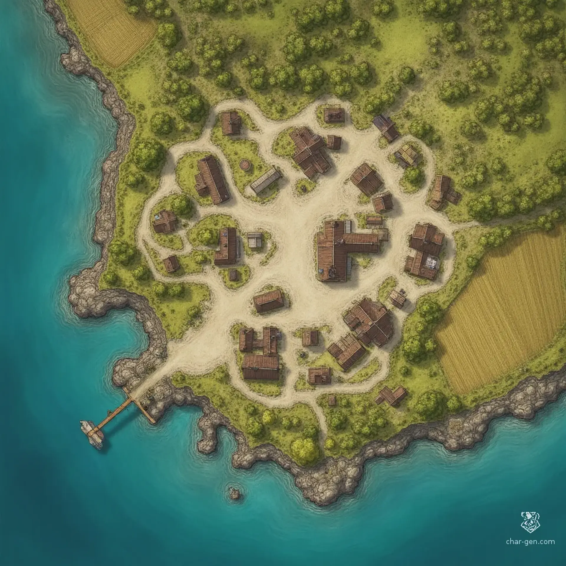Maiden's Reach - AI-generated fantasy Settlement