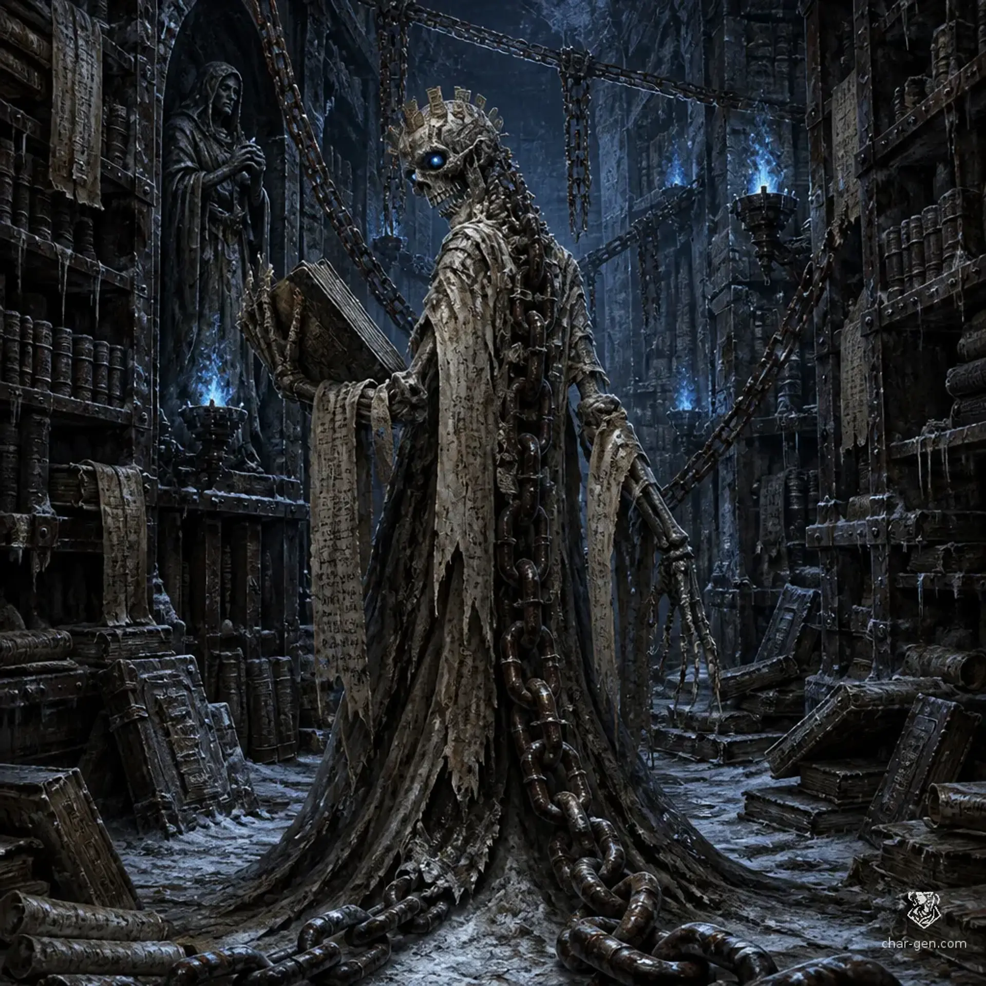 Chain-Librarian Revenant - AI-generated fantasy Monster