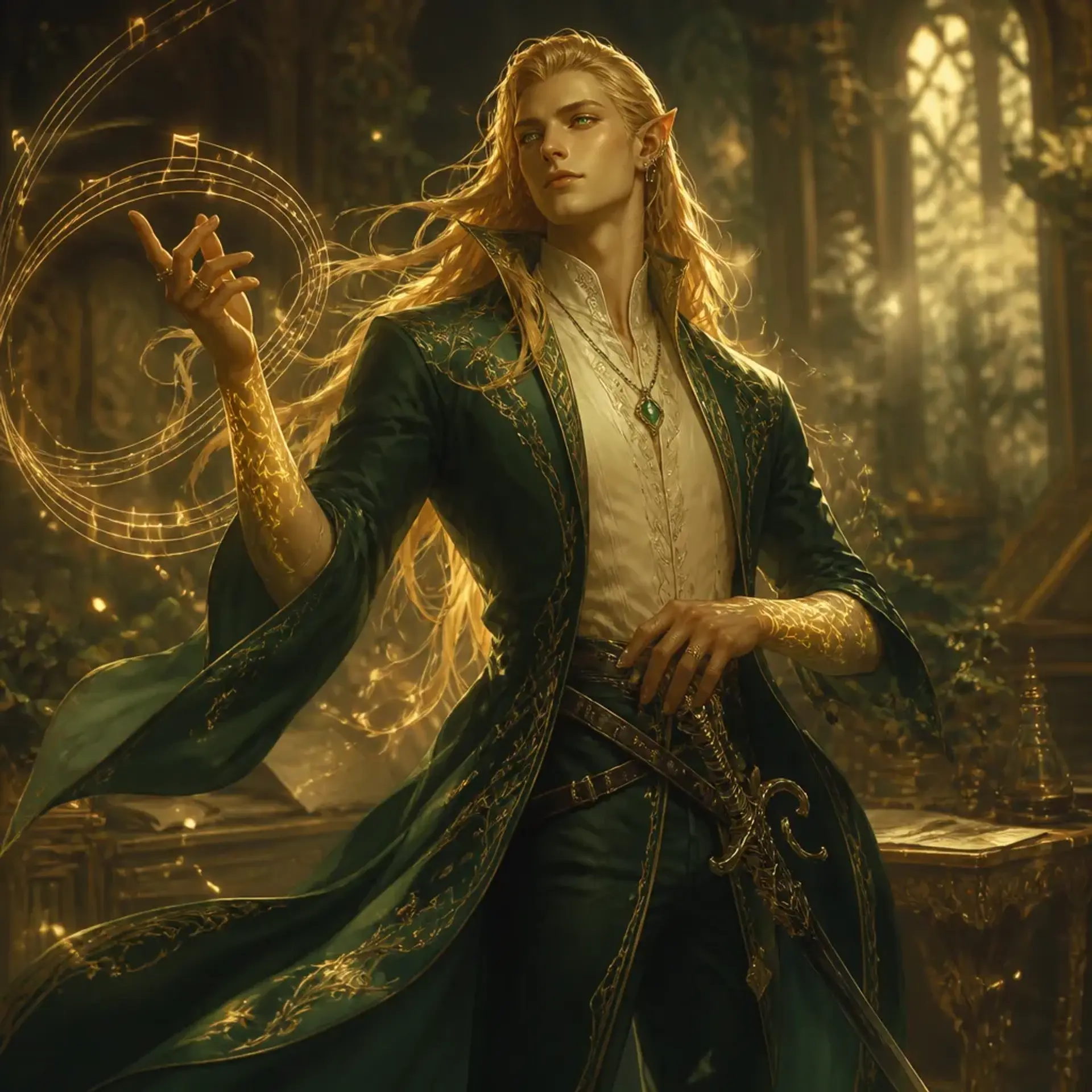 Nithaan of the Summer Court - AI-generated fantasy Character