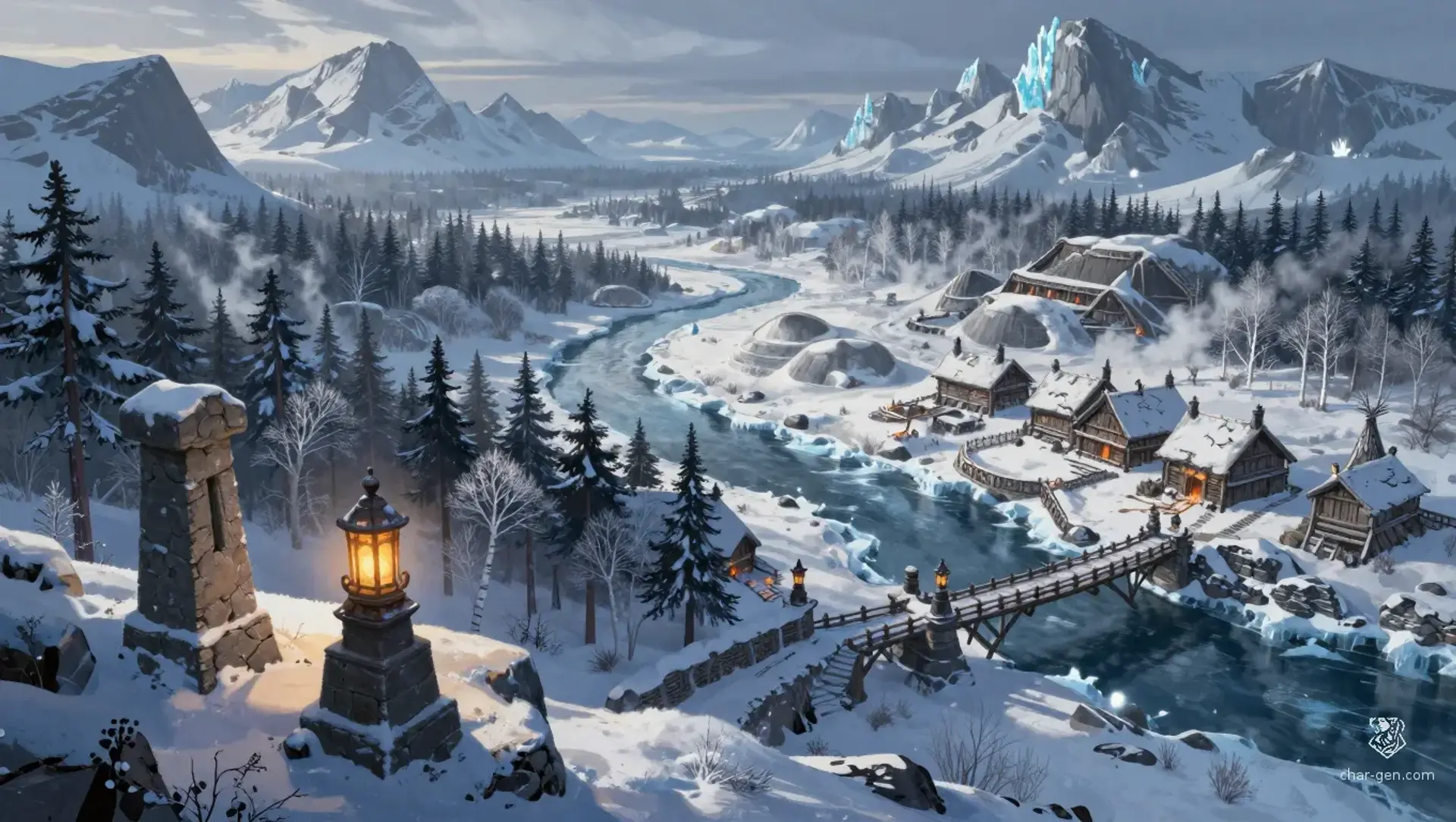 The Frosted Basin - AI-generated fantasy Region