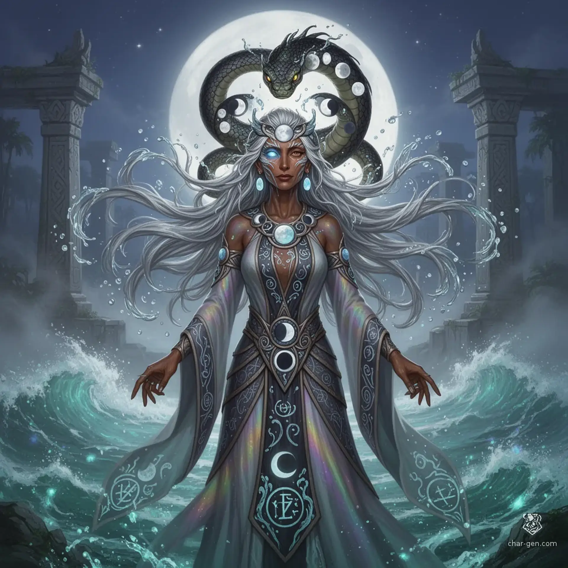 Ixchel, The Weaver of Tides - AI-generated fantasy NPC