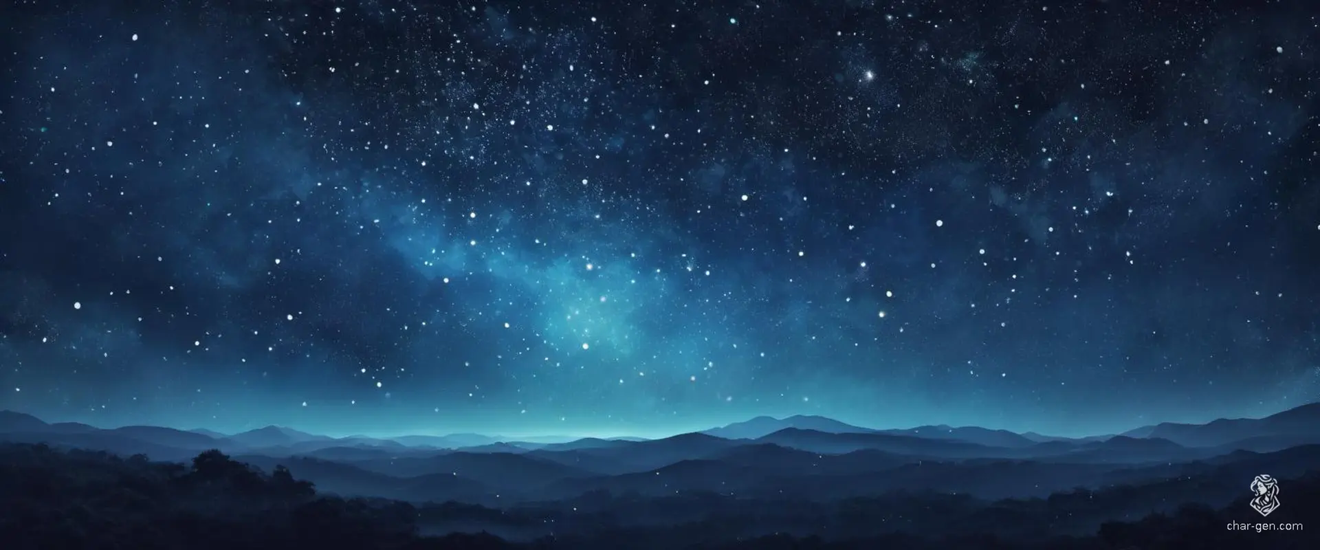 Under an endless canvas of velvety midnight, ethereal stars streak across the open sky, leaving trails of shimmering silver. Each celestial arc illuminates the expansive, otherworldly landscape, casting a magical glow that dances on the horizon.