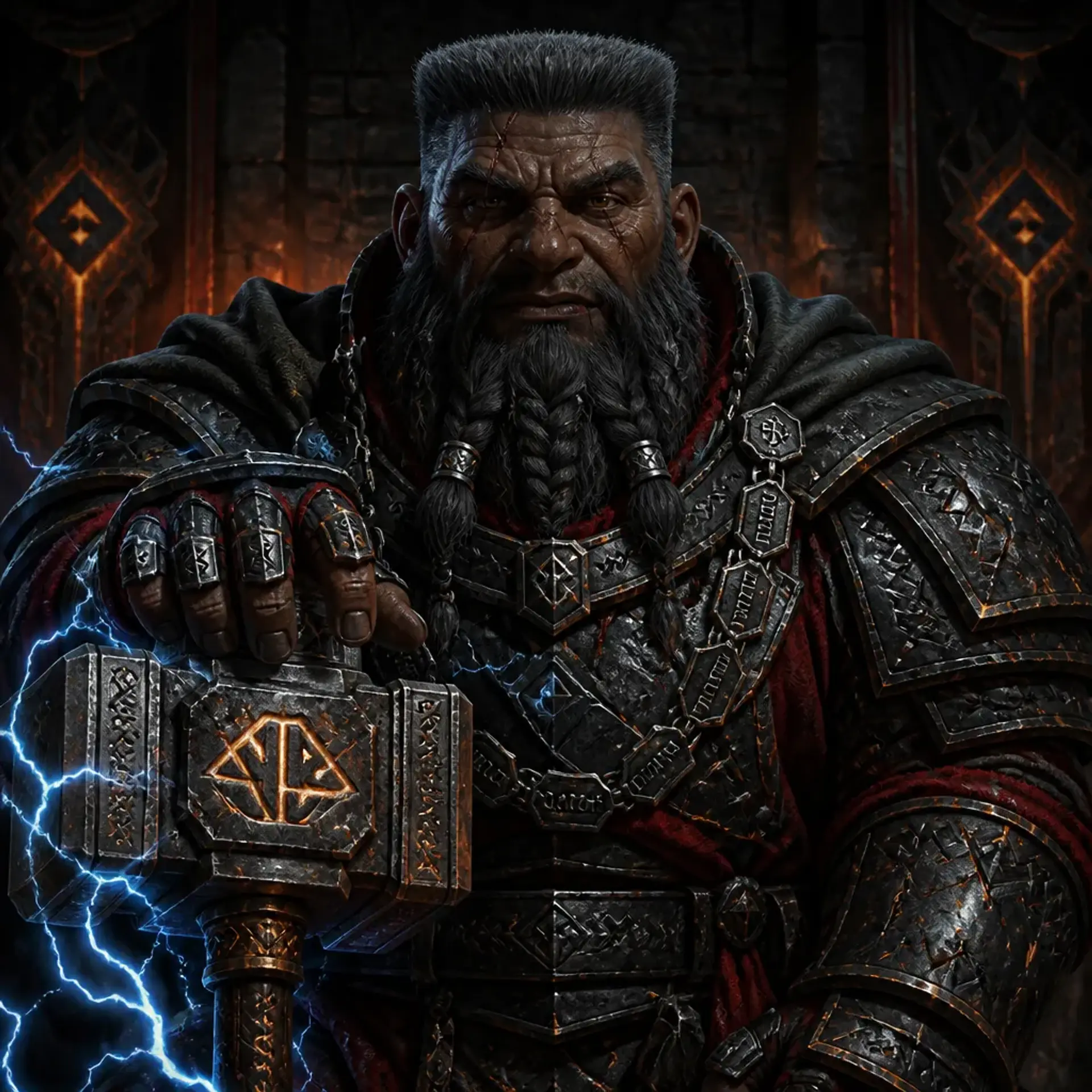 Ashbound Marshal Vane Blood-Anvil - AI-generated fantasy NPC