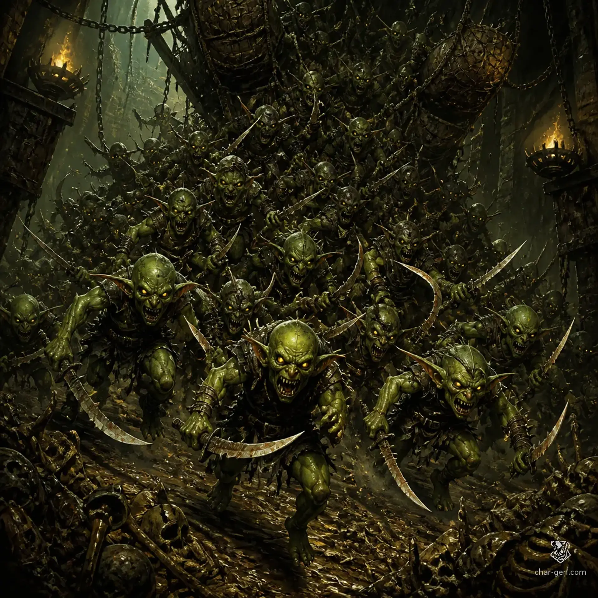 Shadow-Binder Goblin Mob - AI-generated fantasy Monster