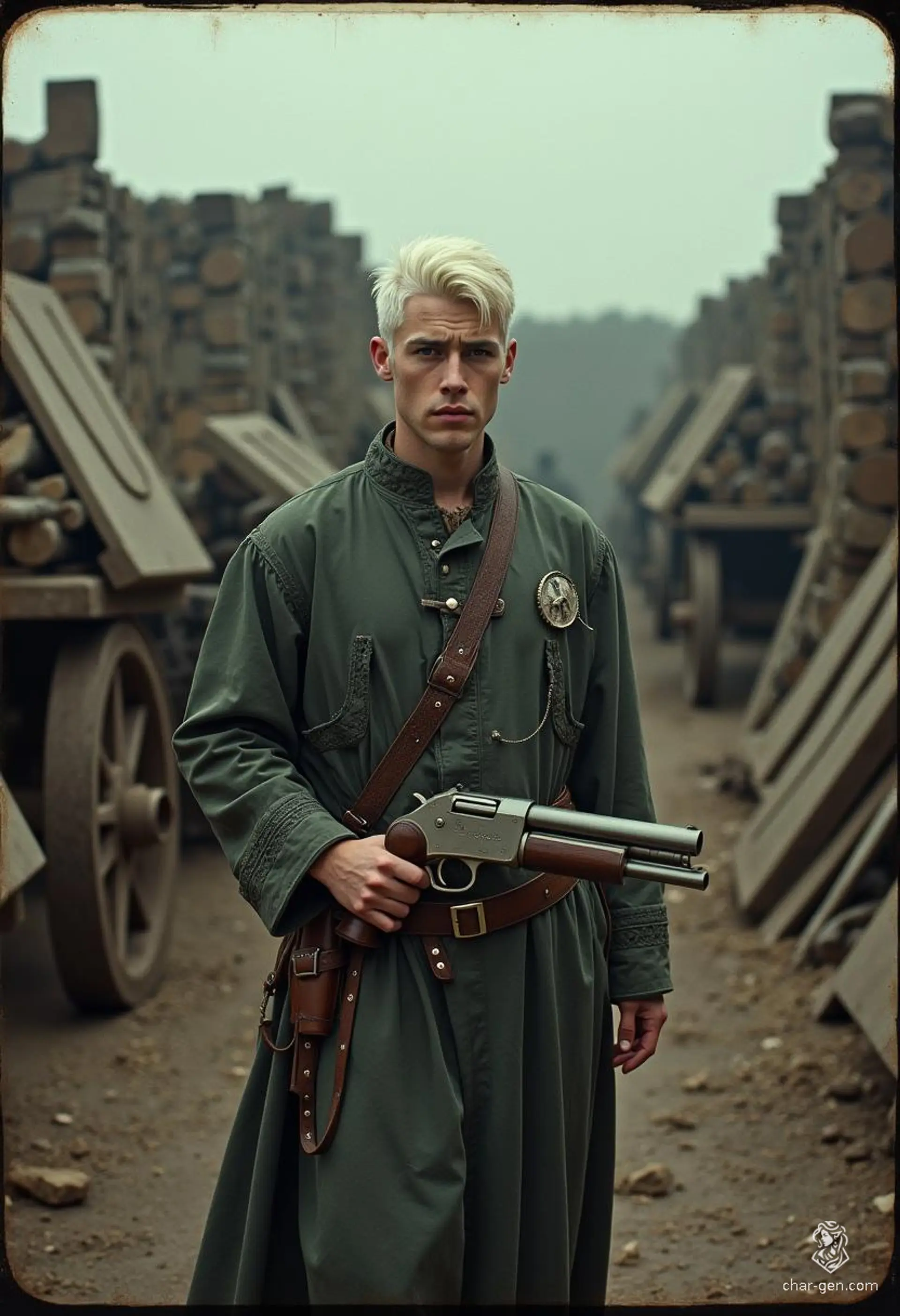Percival Fredrickstein Von Musel Klossowski De Rolo III, an agile and intelligent young gunslinger from the noble Whitestone family, finds purpose in vengeance after escaping imprisonment. With his striking white hair and a heart full of grief, he crafts innovative weapons to reclaim his lost legacy.
