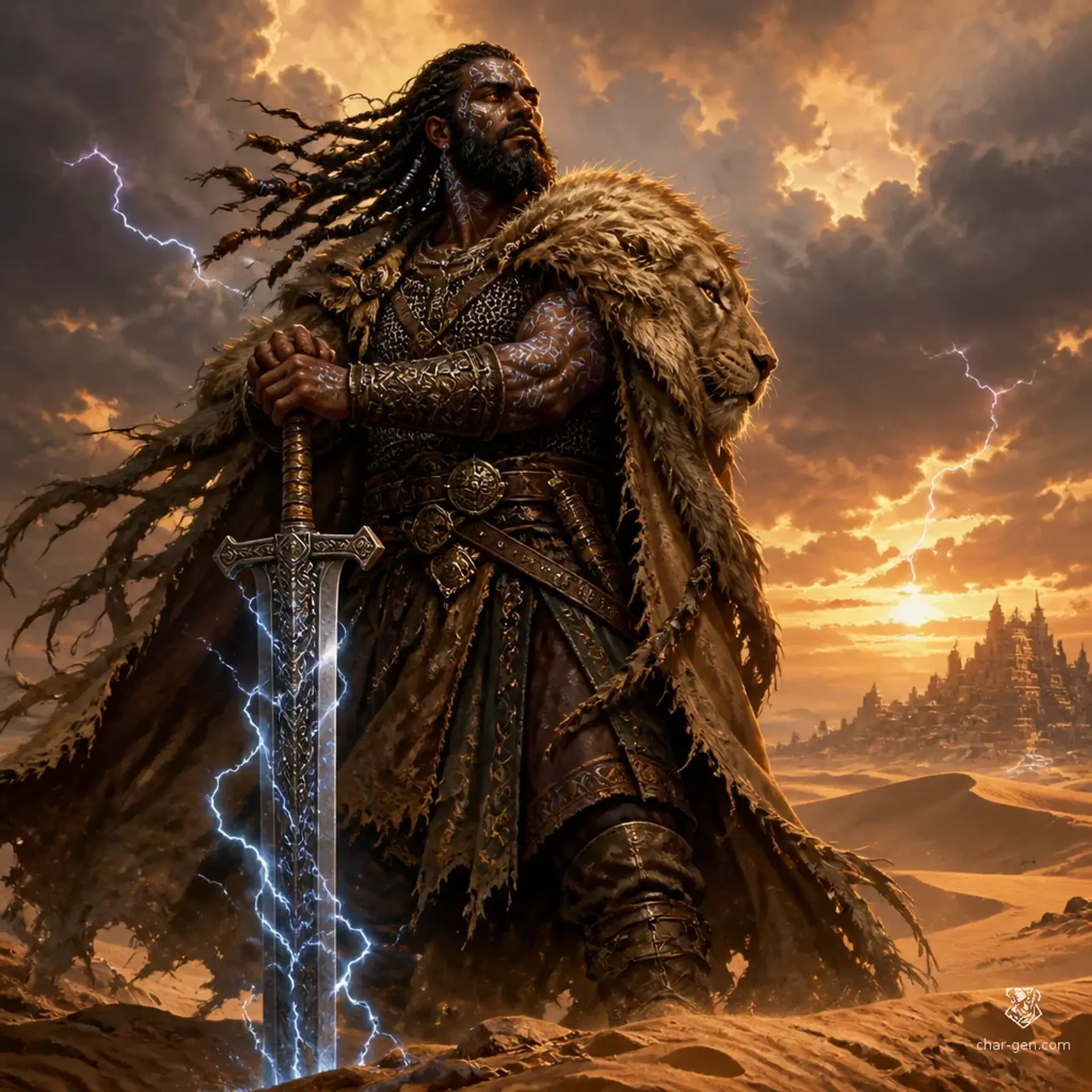 Mahli Storm-Lion - AI-generated fantasy Character