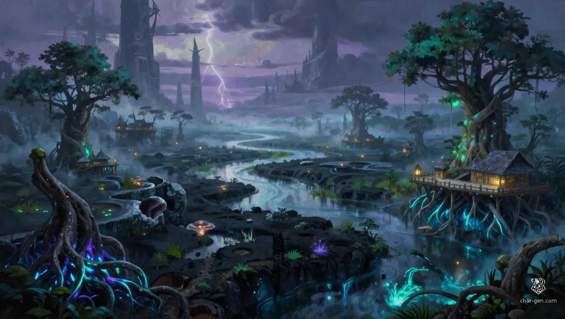 The Luminescent Mire - AI-generated fantasy Region
