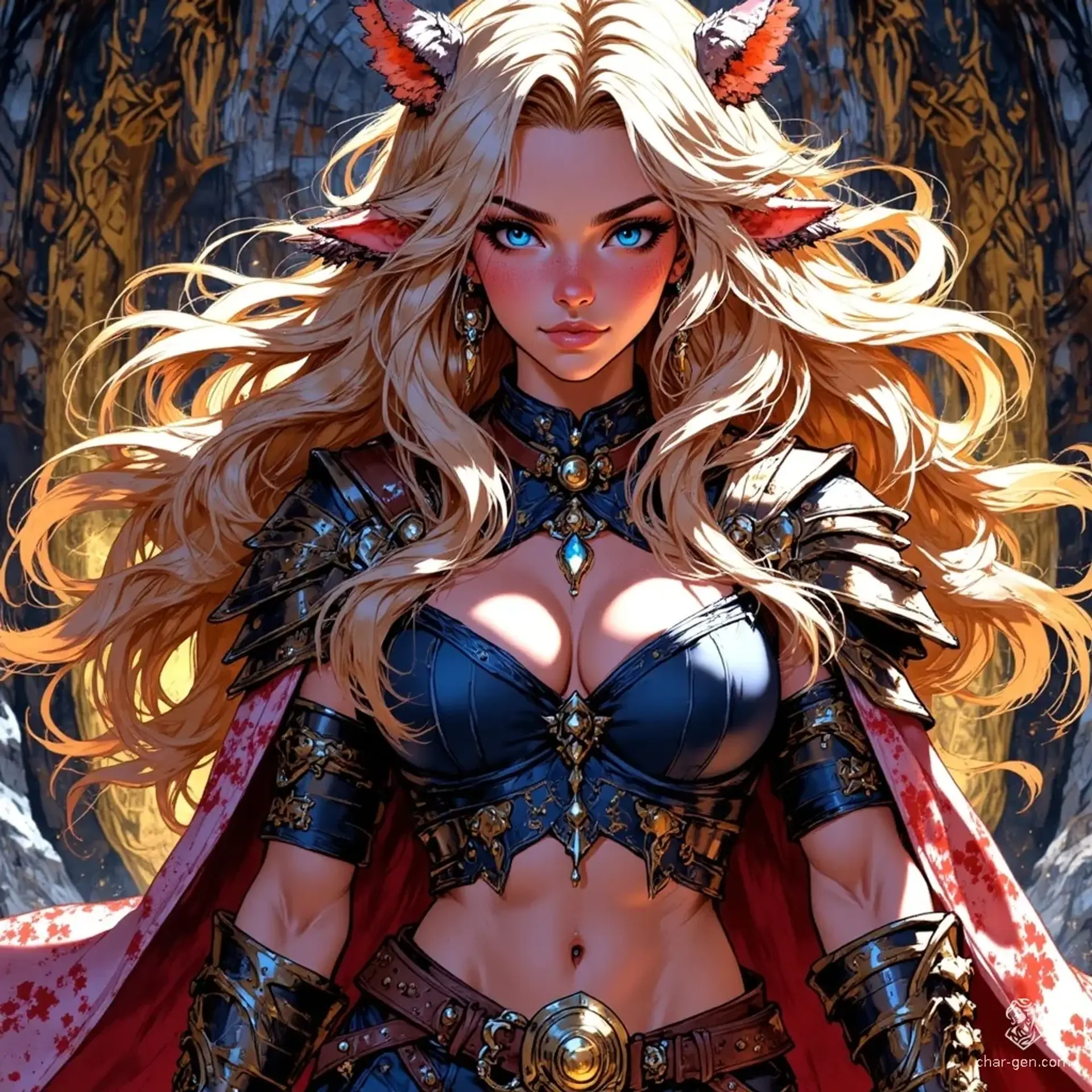 A vibrant, anime-inspired adventurer from a bustling guild, depicted with bold lines and exaggerated features. Their dynamic pose and bright colors highlight a spirited, fearless personality ready to face fantastical quests with energy and charm.
