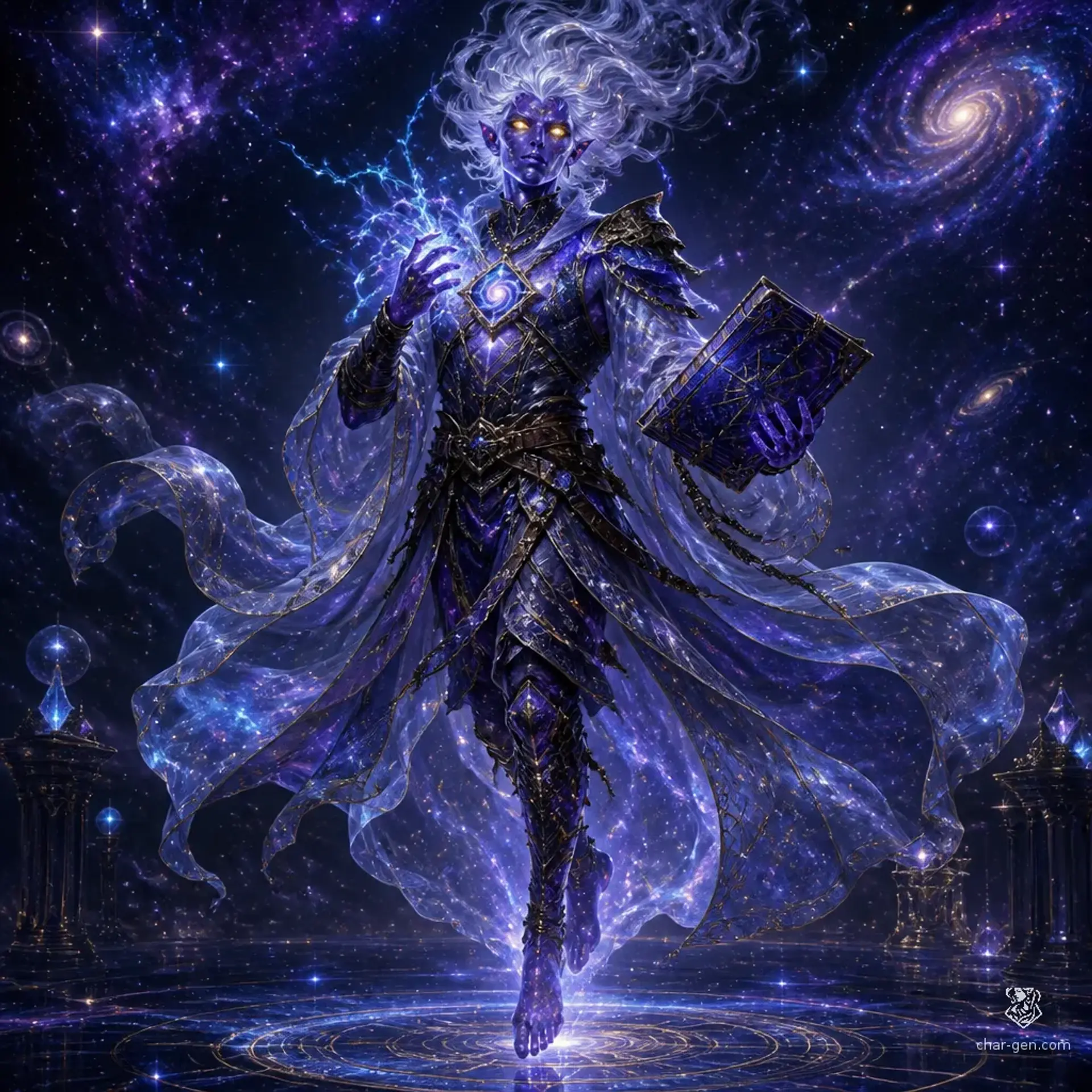 Zyrillion of the Silver Nebulae - AI-generated fantasy Character