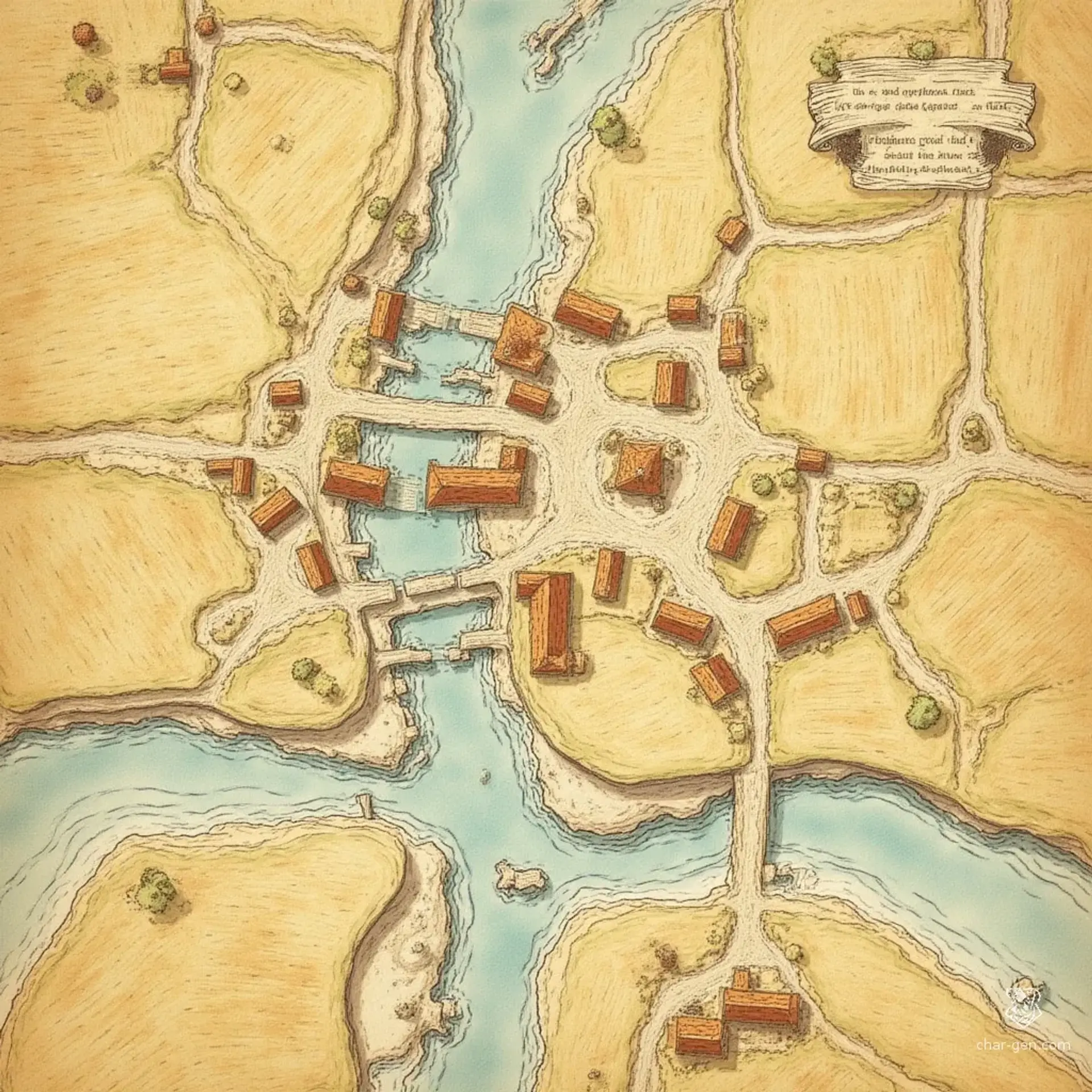 Wheatford - AI-generated fantasy Settlement