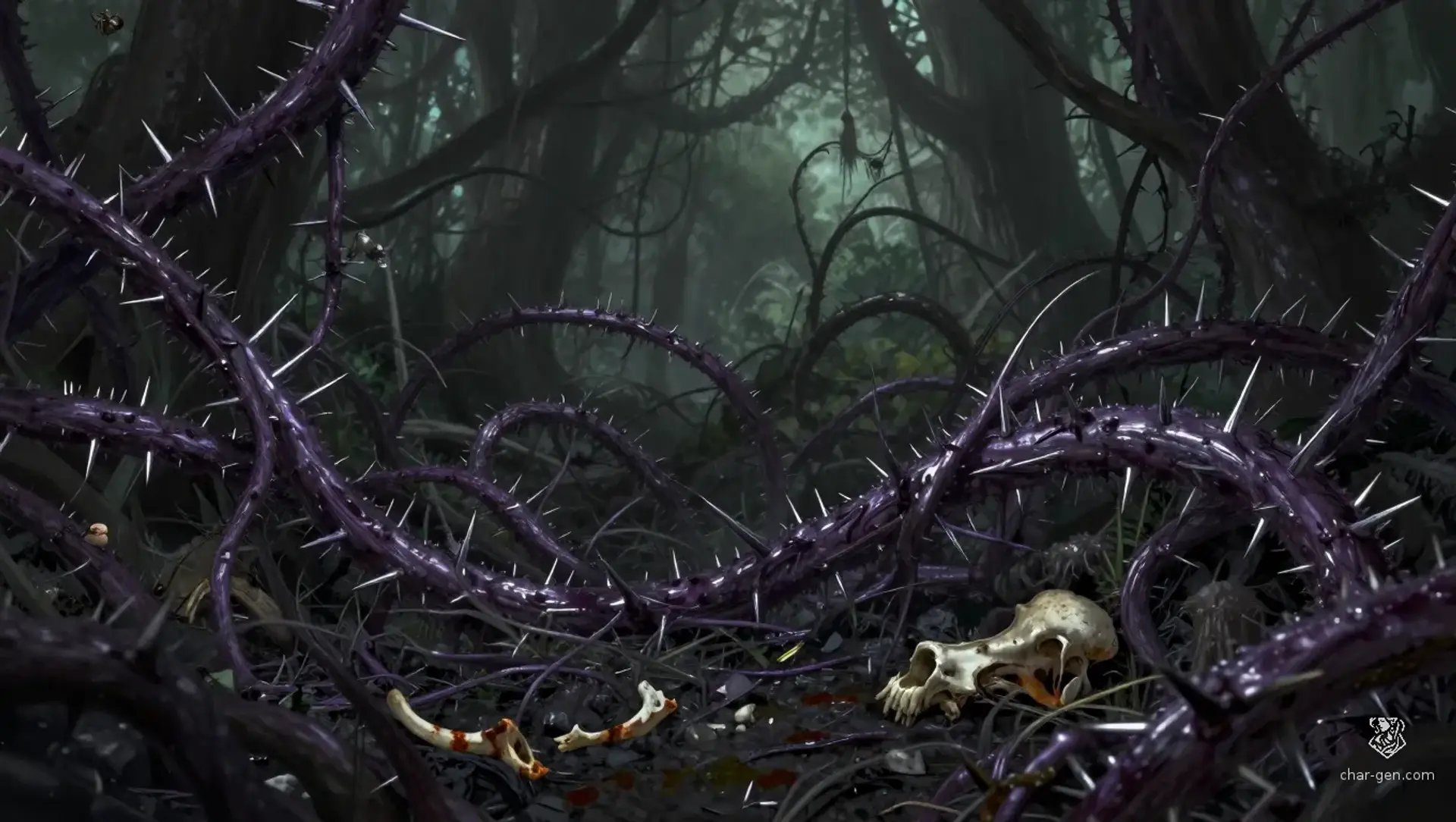 Blight-Step Brambles - AI-generated fantasy Hazard