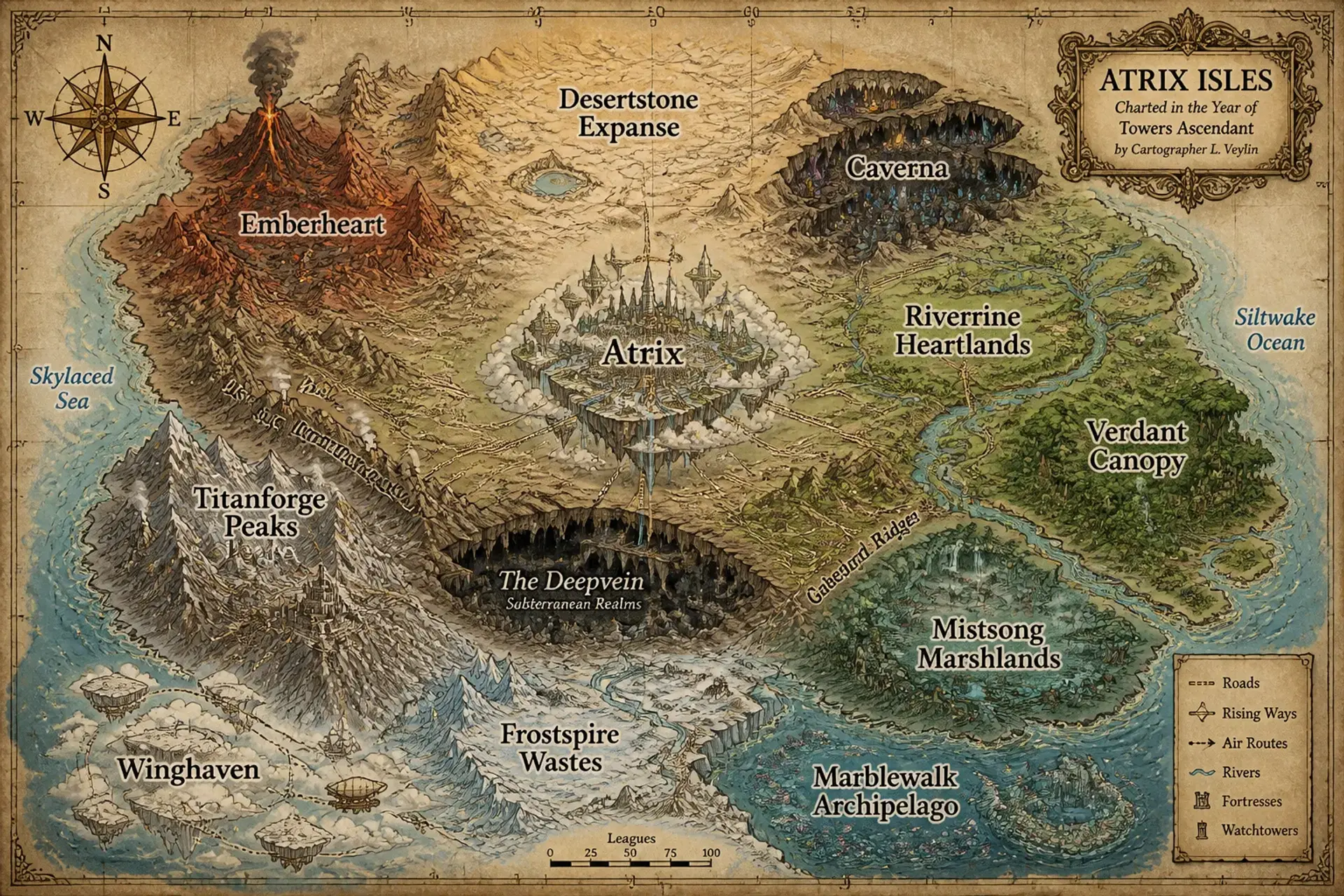 Atrix Isles - AI-generated fantasy World