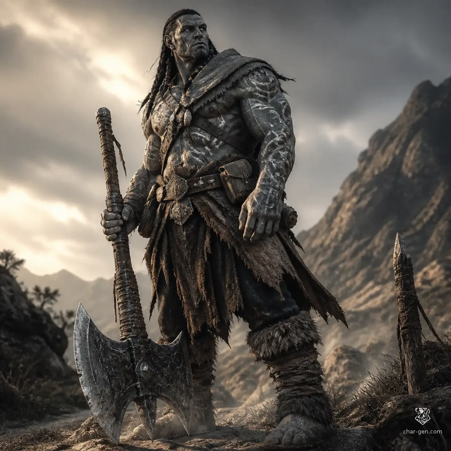 Hroth Stone-Watcher - AI-generated fantasy Character