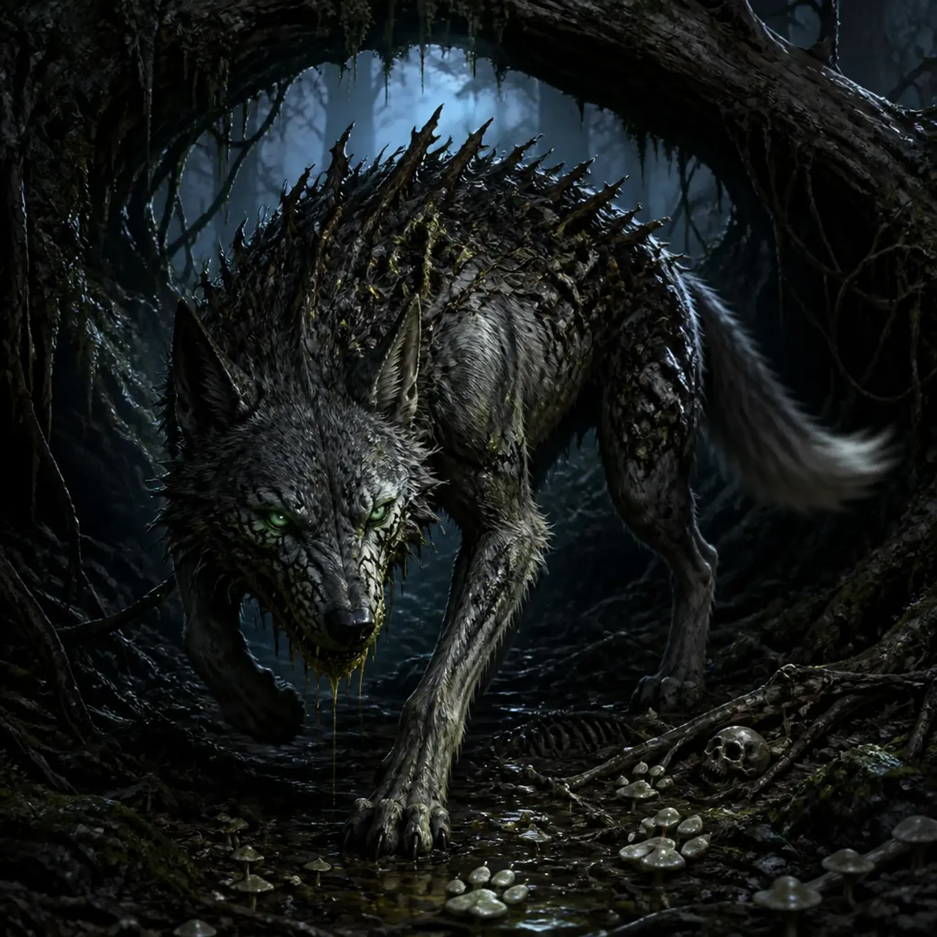Corrupted Wolf - AI-generated fantasy Monster