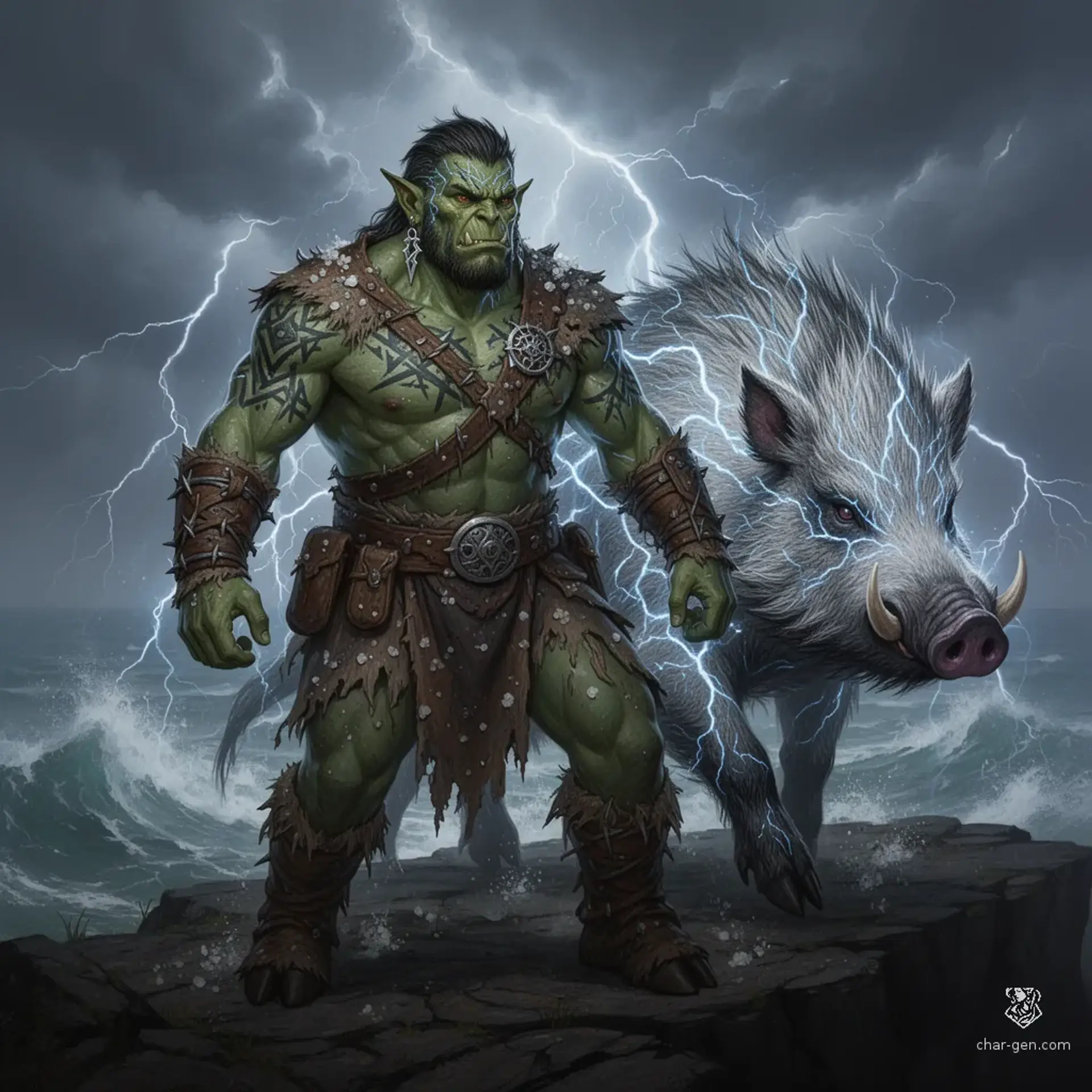 Stormborn Boarheart - AI-generated fantasy Monster